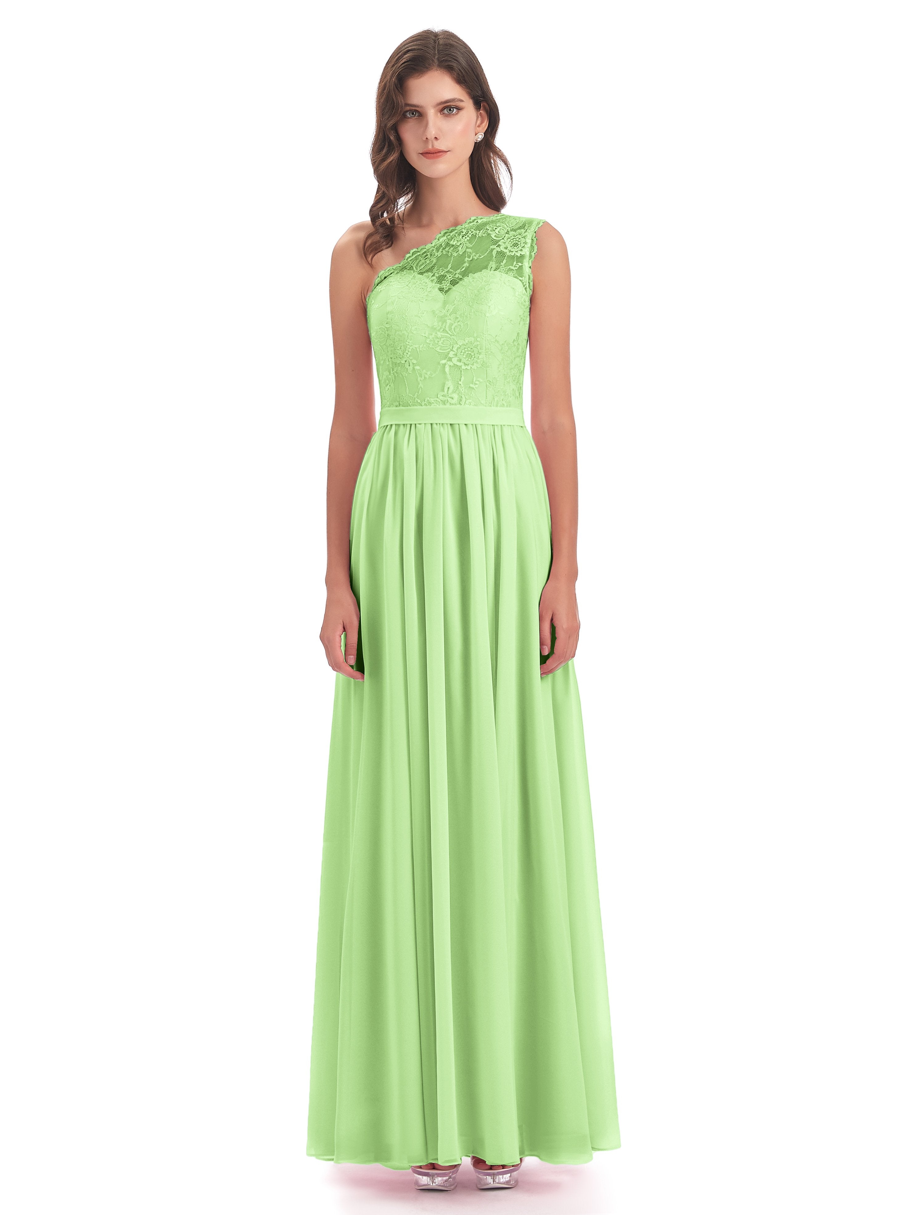 Scarlett One Shoulder Split Chiffon/Lace Bridesmaid Dresses