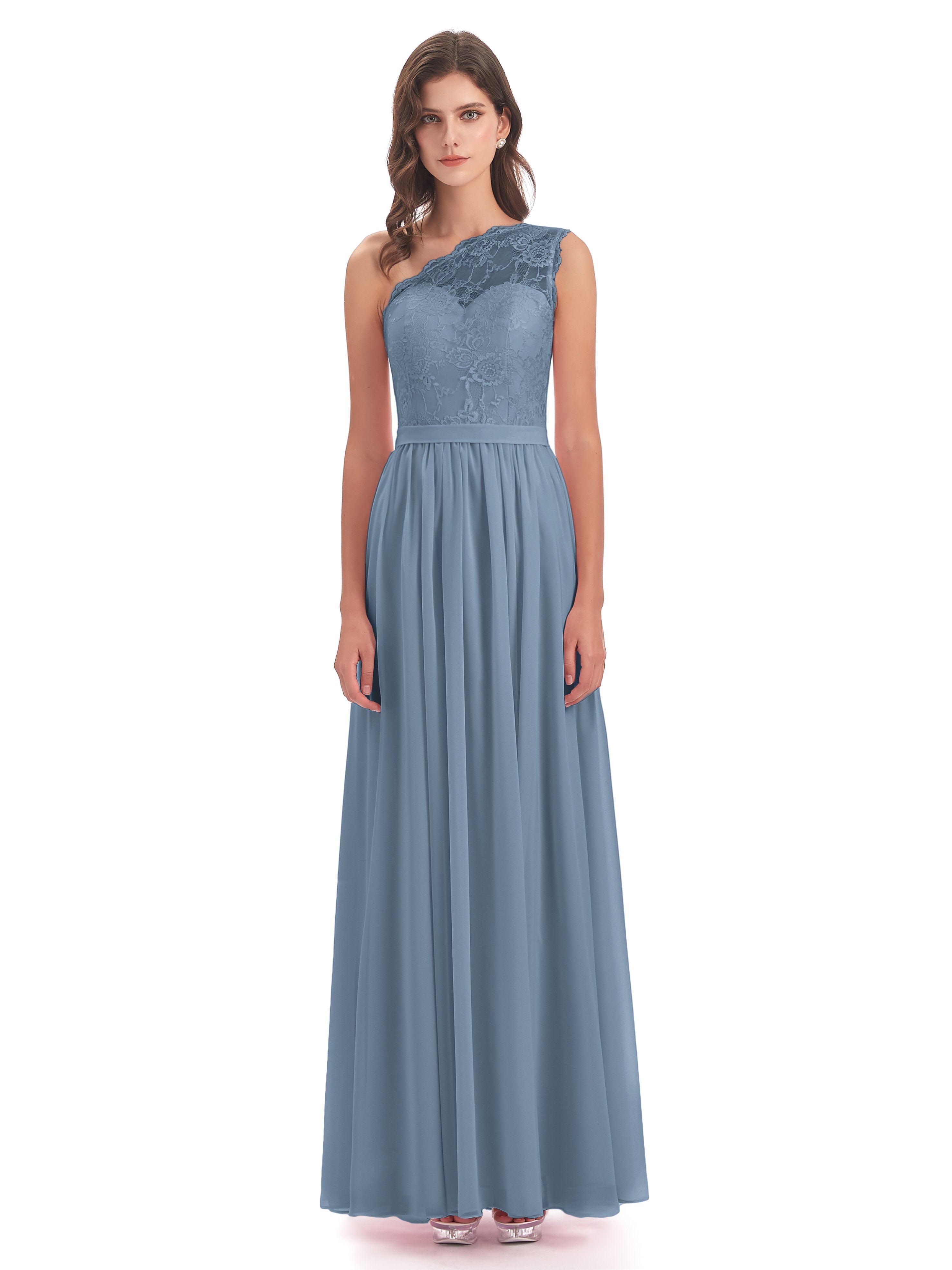 Scarlett One Shoulder Split Chiffon/Lace Bridesmaid Dresses