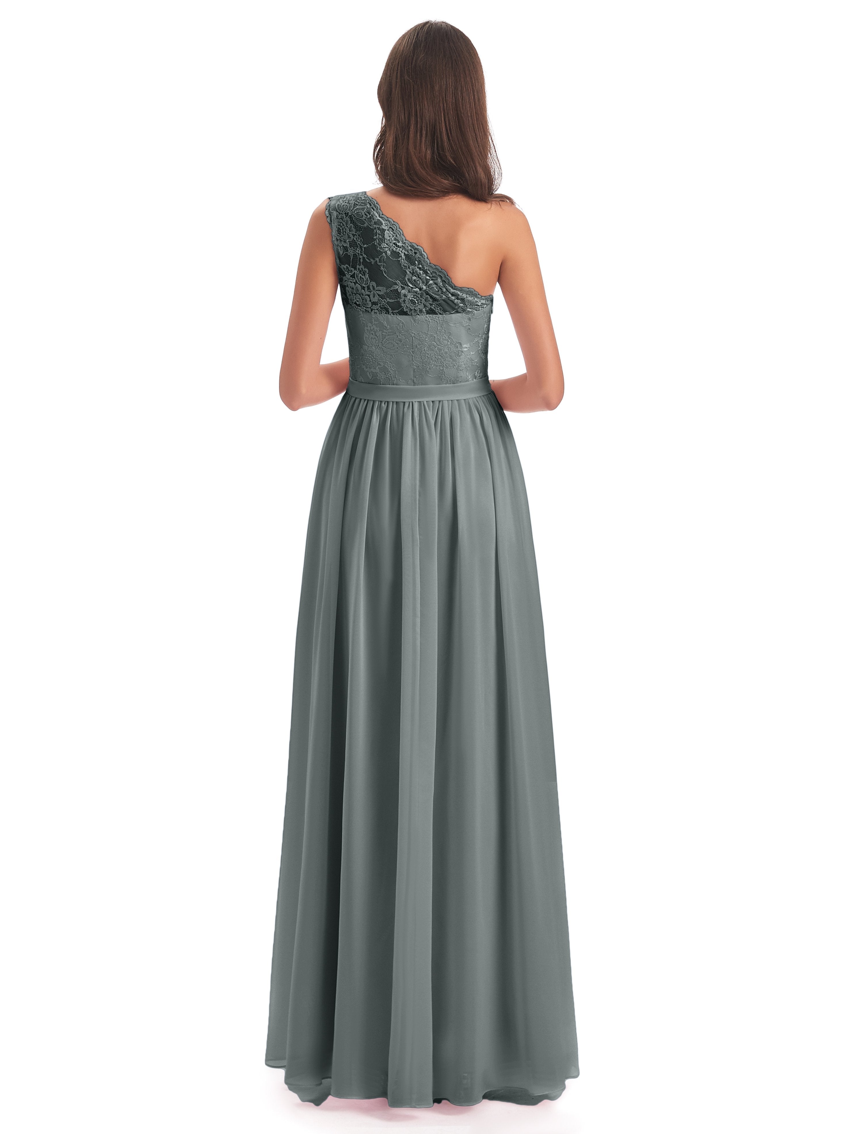Scarlett One Shoulder Split Chiffon/Lace Bridesmaid Dresses