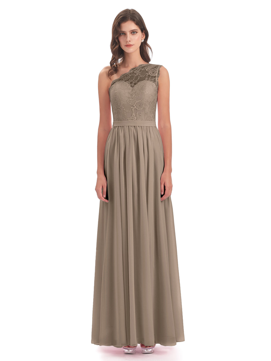Scarlett One Shoulder Split Chiffon/Lace Bridesmaid Dresses