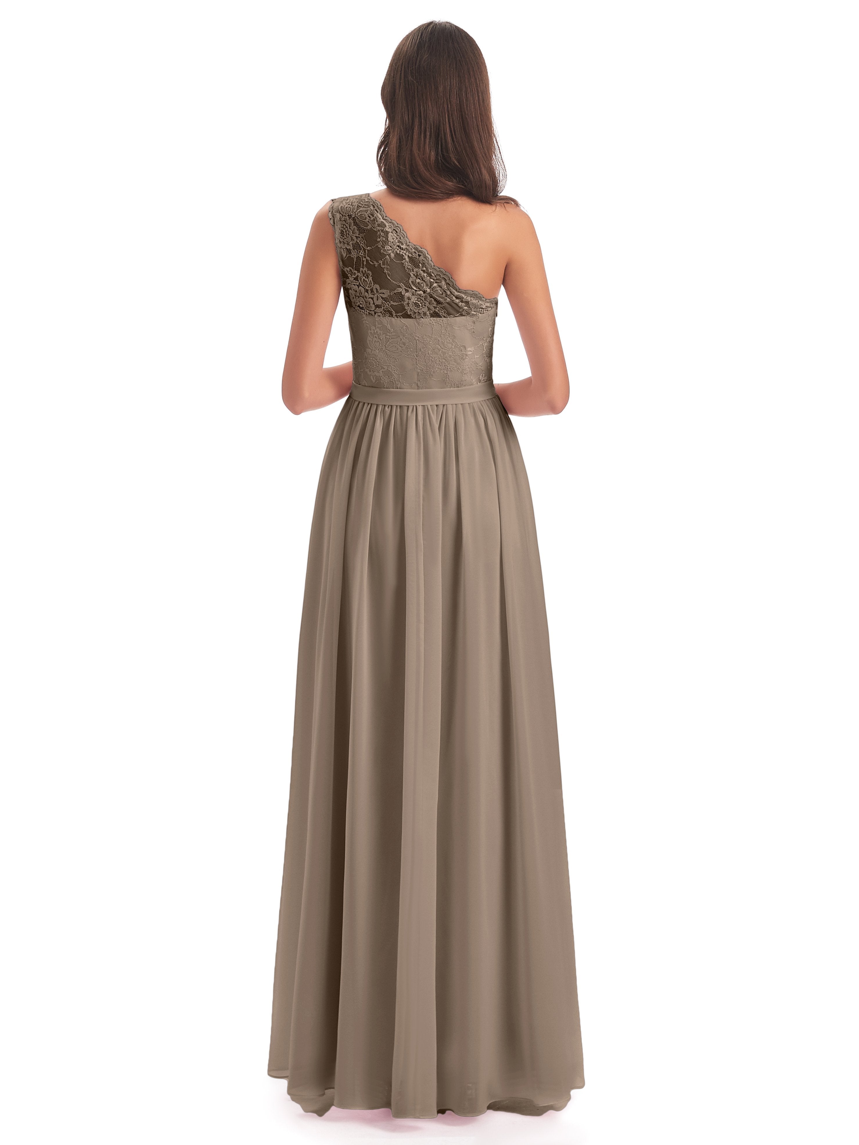 Scarlett One Shoulder Split Chiffon/Lace Bridesmaid Dresses