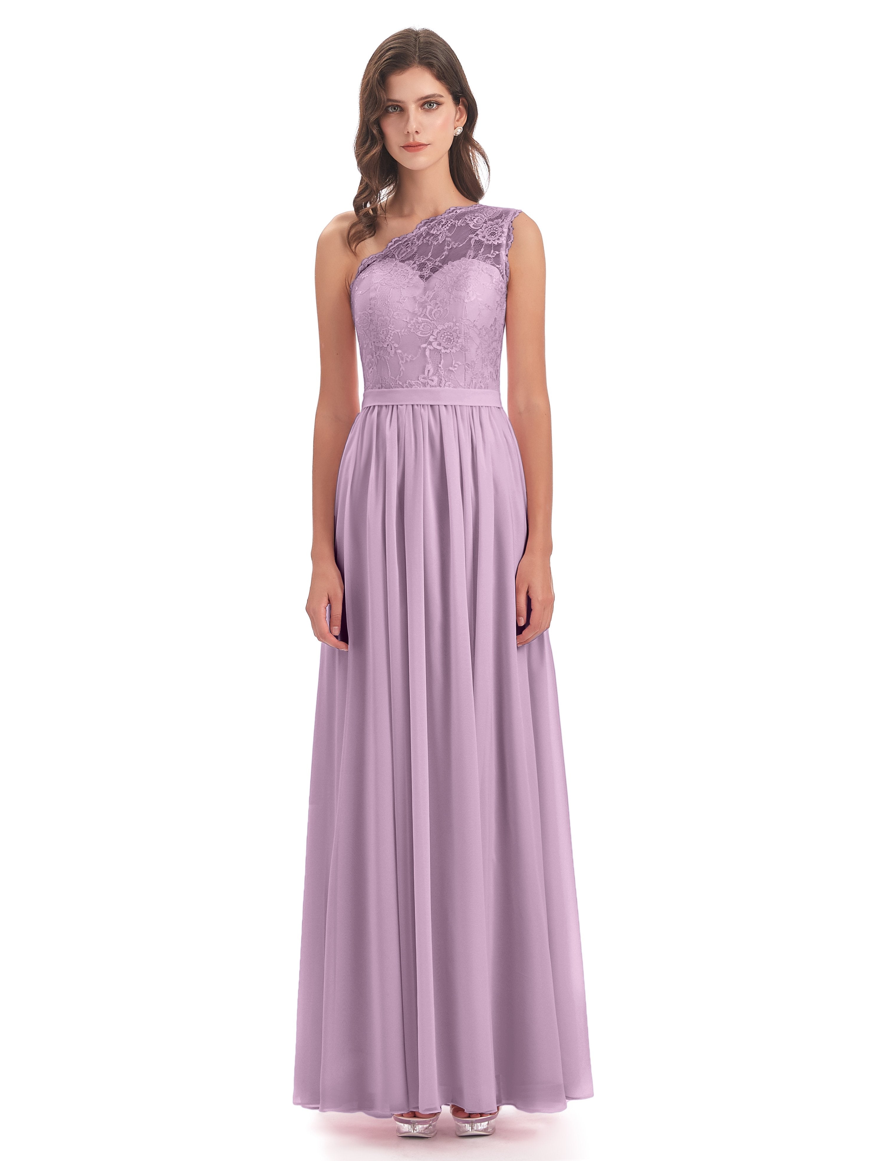 Scarlett One Shoulder Split Chiffon/Lace Bridesmaid Dresses