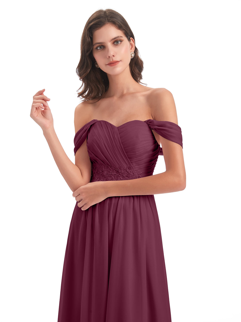 Sonia Off The Shoulder Bridesmaid Dresses With Appliques