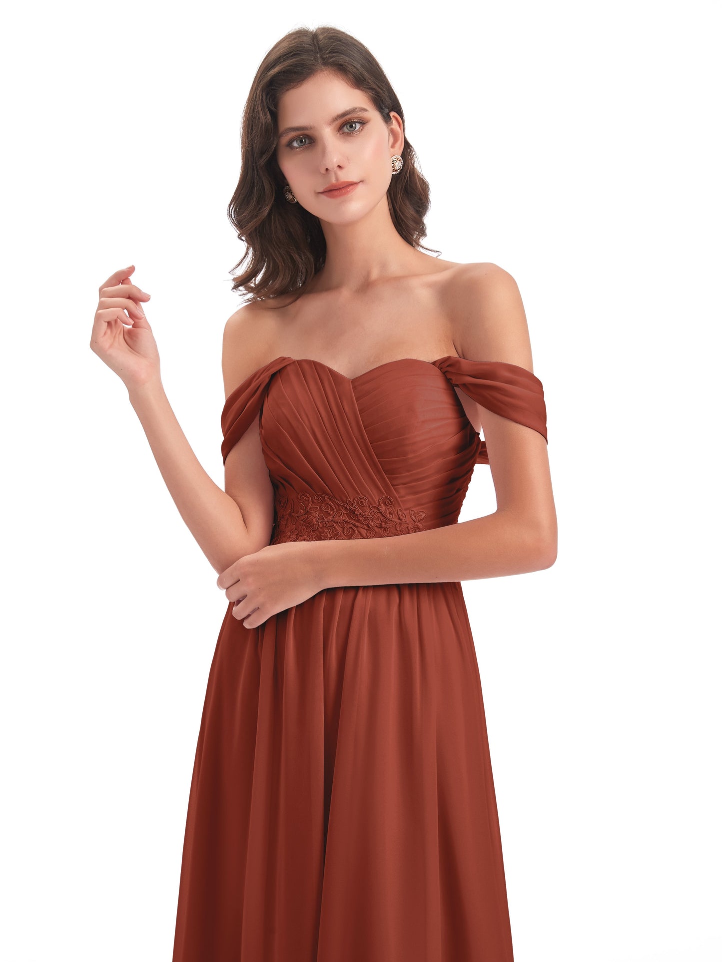 Sonia Off The Shoulder Bridesmaid Dresses With Appliques