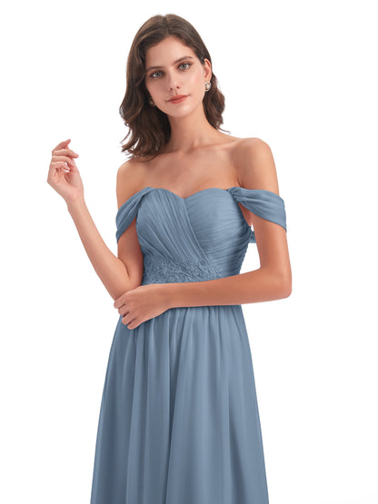 Sonia Off The Shoulder Bridesmaid Dresses With Appliques
