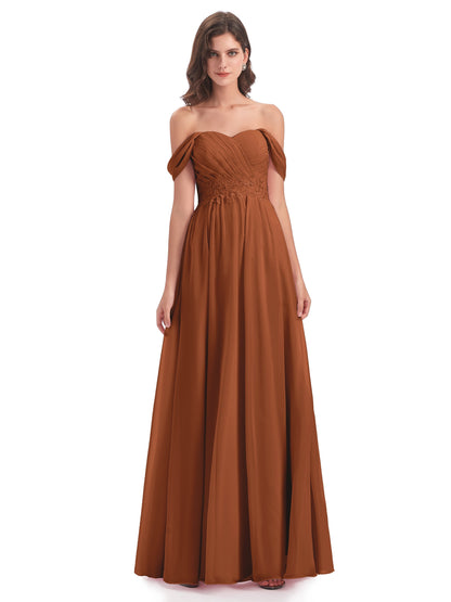 Sonia Off The Shoulder Bridesmaid Dresses With Appliques