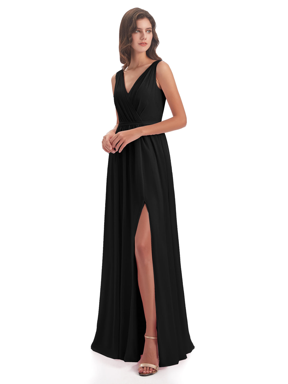Sophia Sheath Floor Length V Neck Chiffon Bridesmaid Dresses