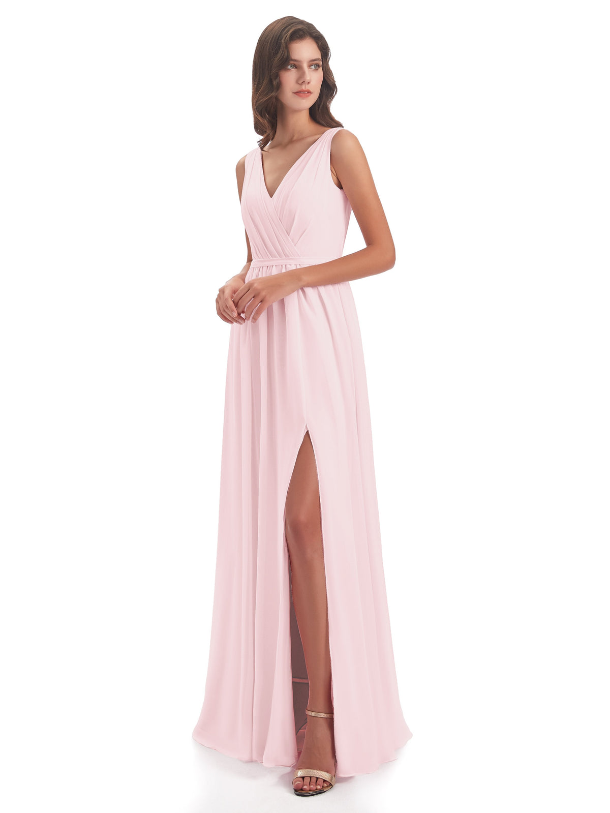 Sophia Sheath Floor Length V Neck Chiffon Bridesmaid Dresses