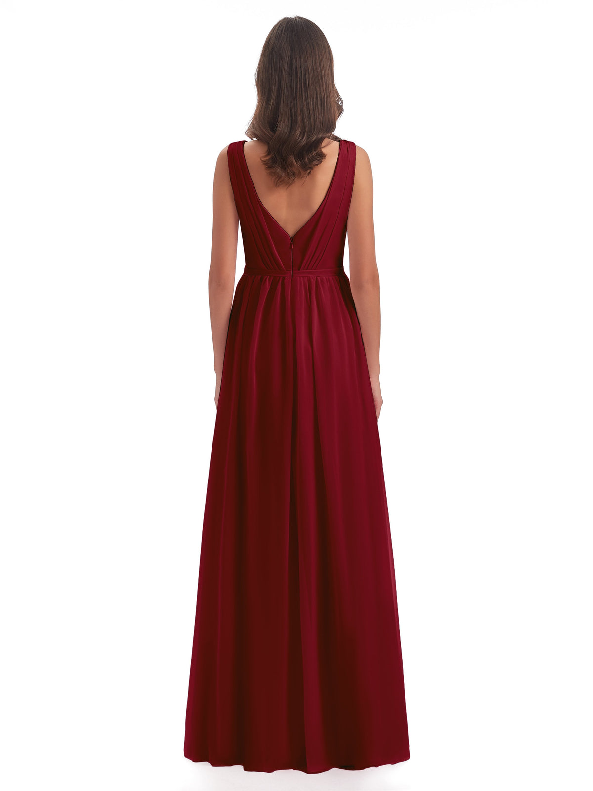 Sophia Sheath Floor Length V Neck Chiffon Bridesmaid Dresses