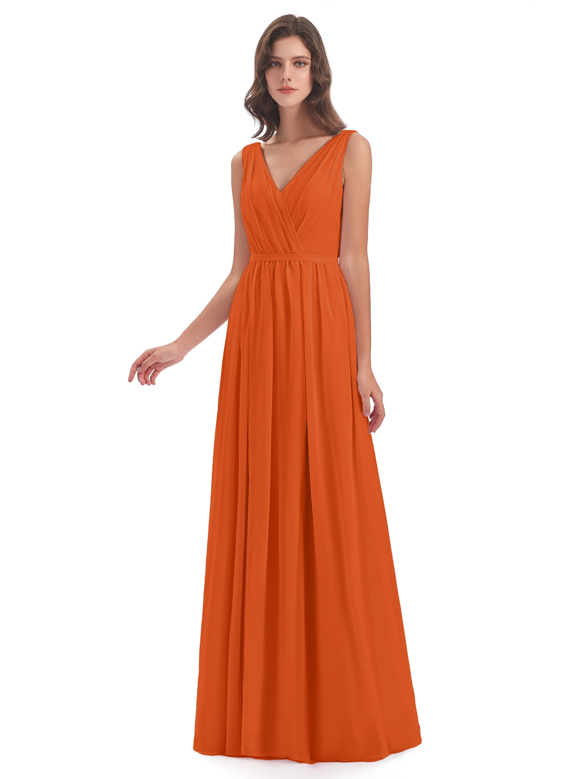 Sophia Sheath Floor Length V Neck Chiffon Bridesmaid Dresses
