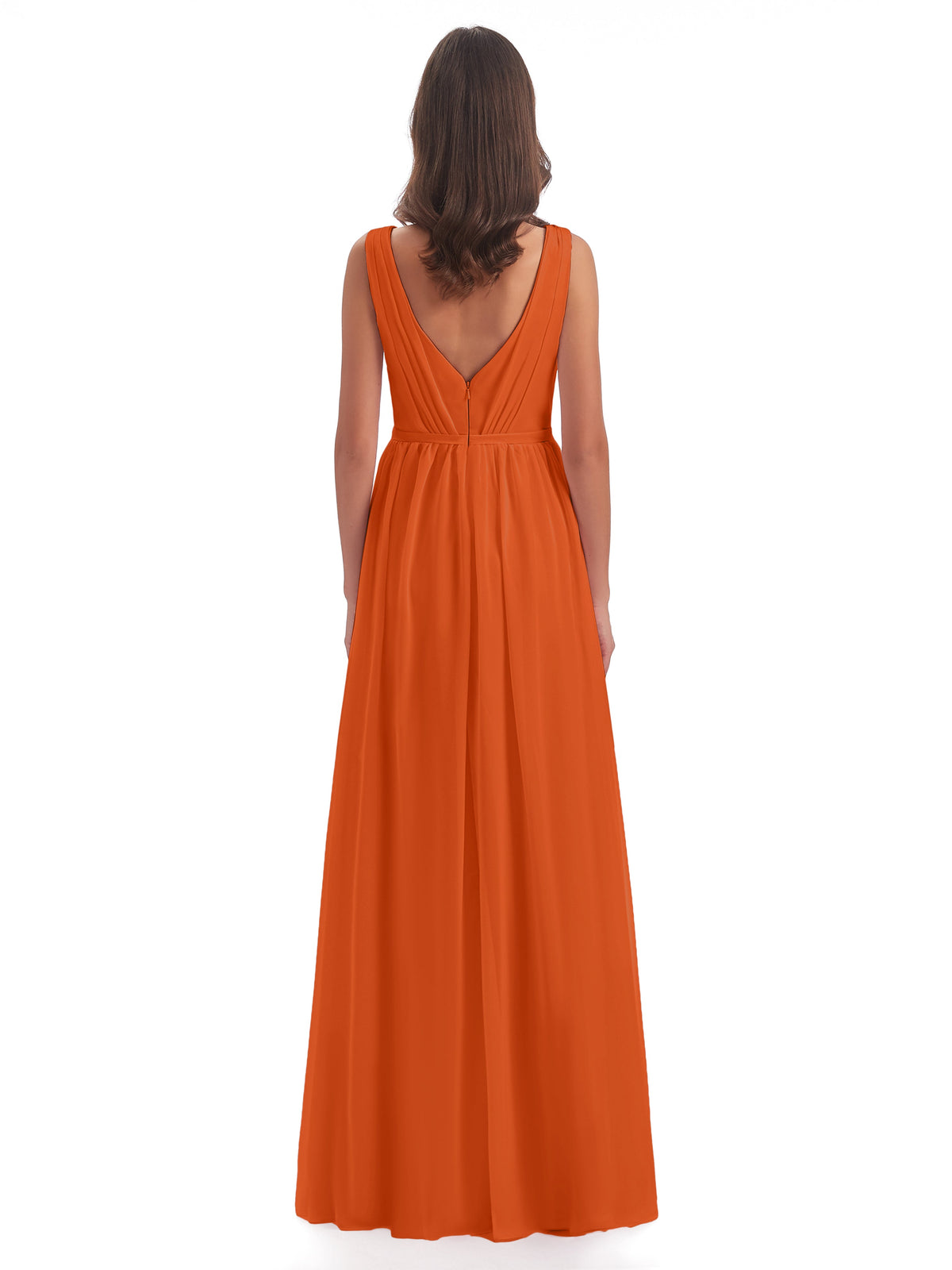 Sophia Sheath Floor Length V Neck Chiffon Bridesmaid Dresses