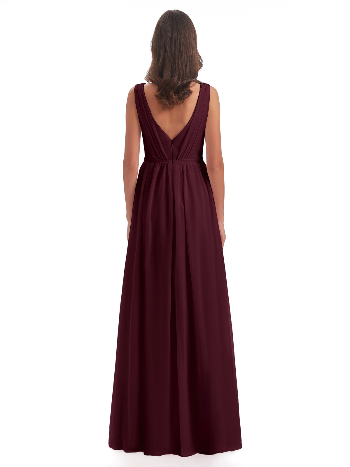 Sophia Sheath Floor Length V Neck Chiffon Bridesmaid Dresses