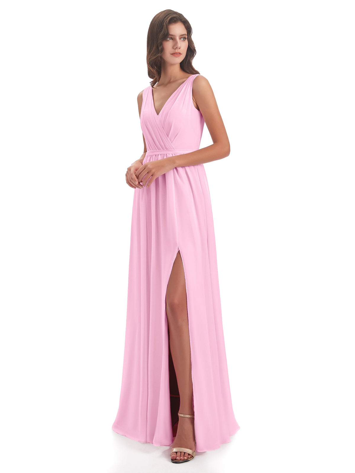 Sophia Sheath Floor Length V Neck Chiffon Bridesmaid Dresses