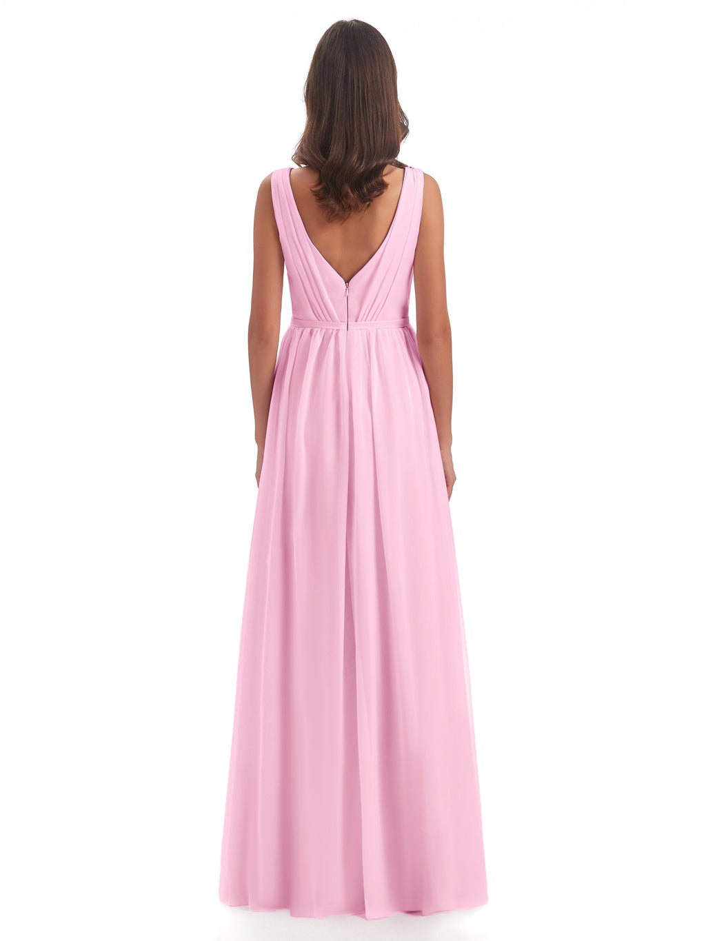 Sophia Sheath Floor Length V Neck Chiffon Bridesmaid Dresses