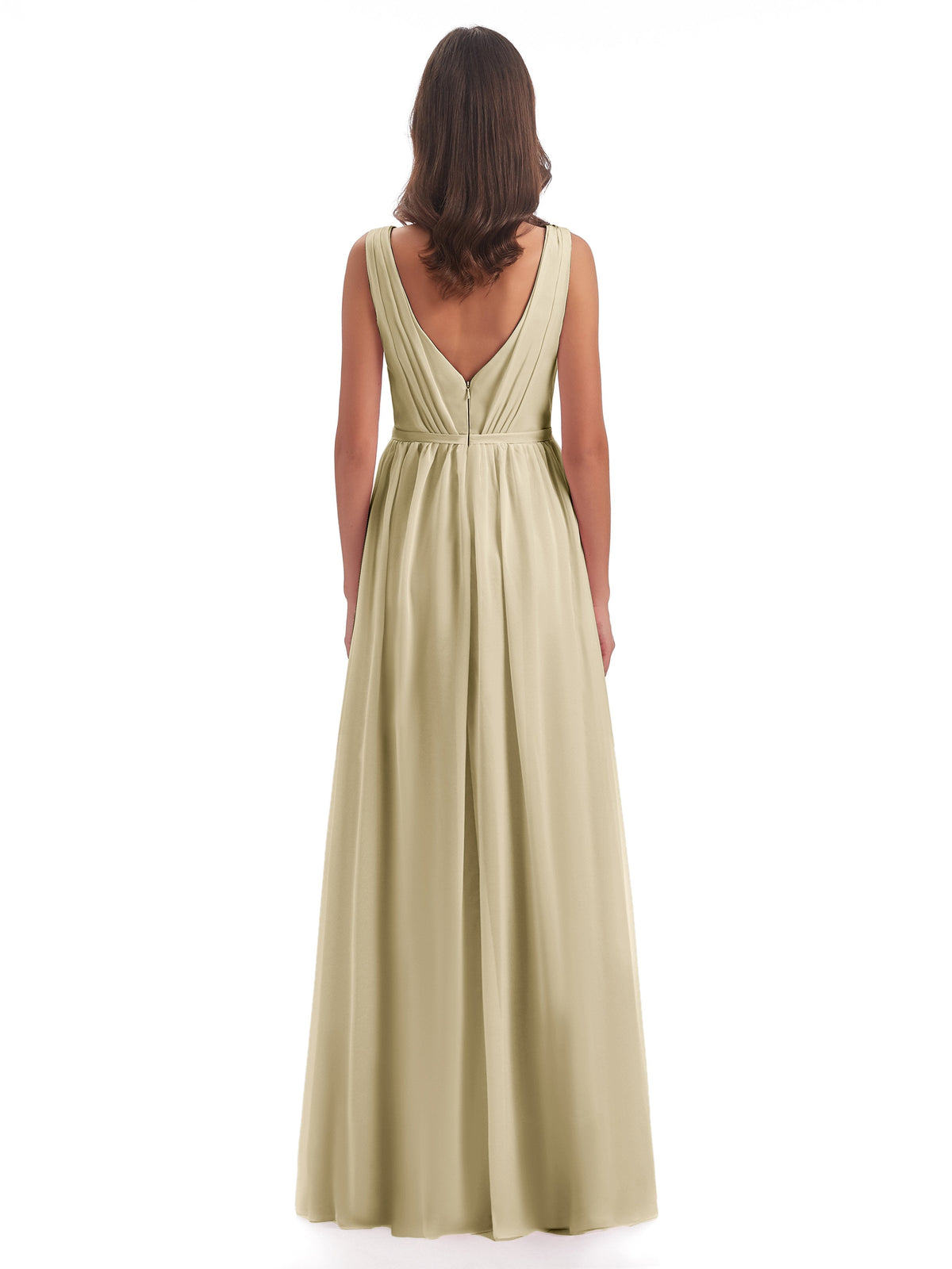 Sophia Sheath Floor Length V Neck Chiffon Bridesmaid Dresses