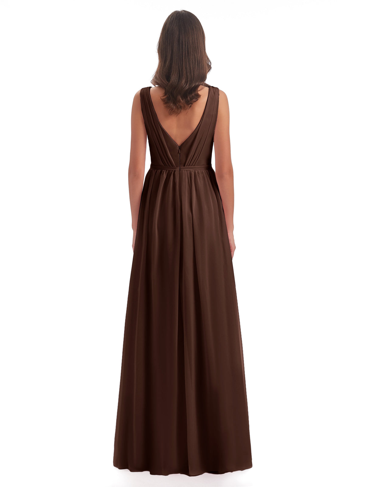 Sophia Sheath Floor Length V Neck Chiffon Bridesmaid Dresses