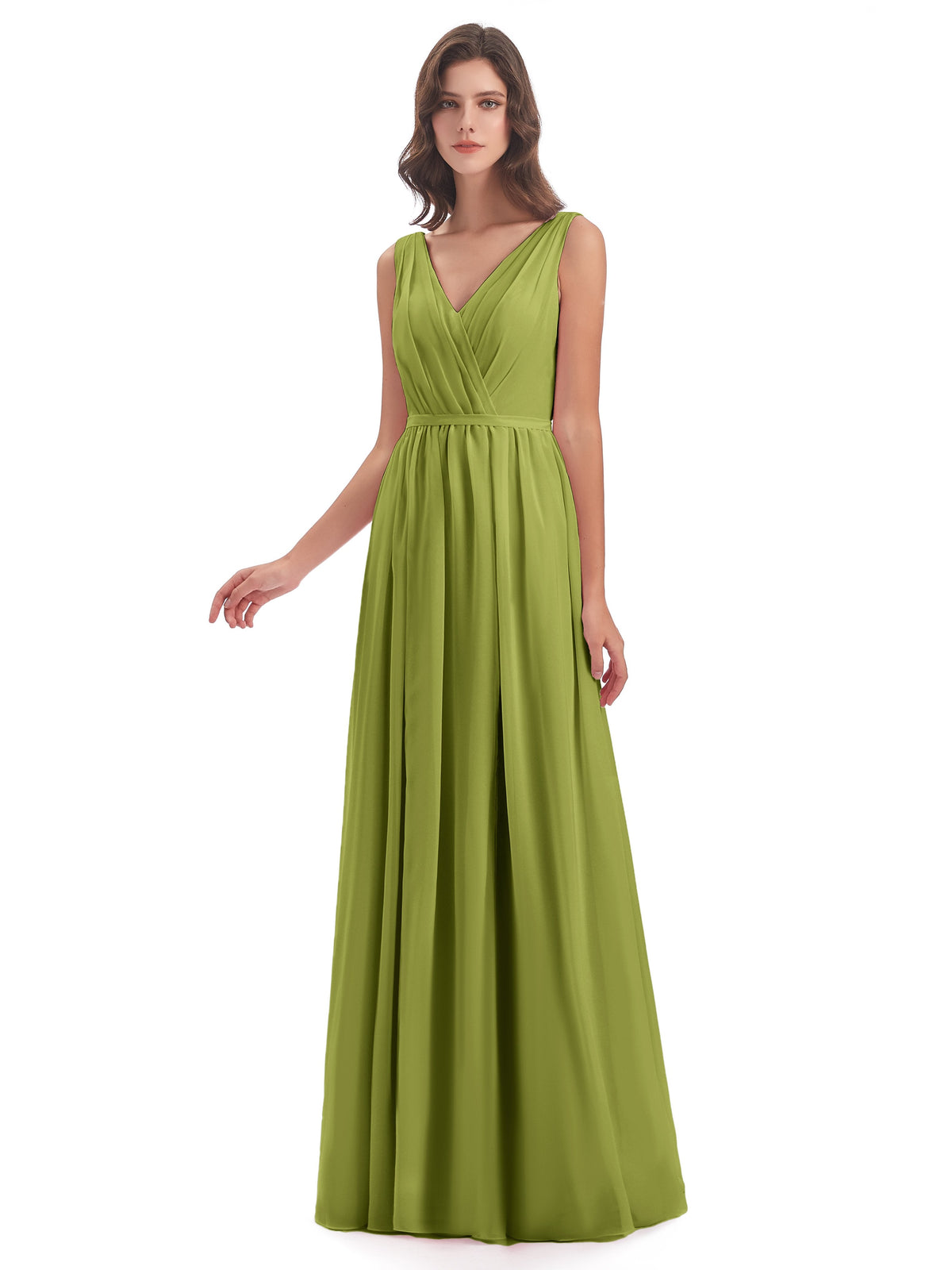Sophia Sheath Floor Length V Neck Chiffon Bridesmaid Dresses