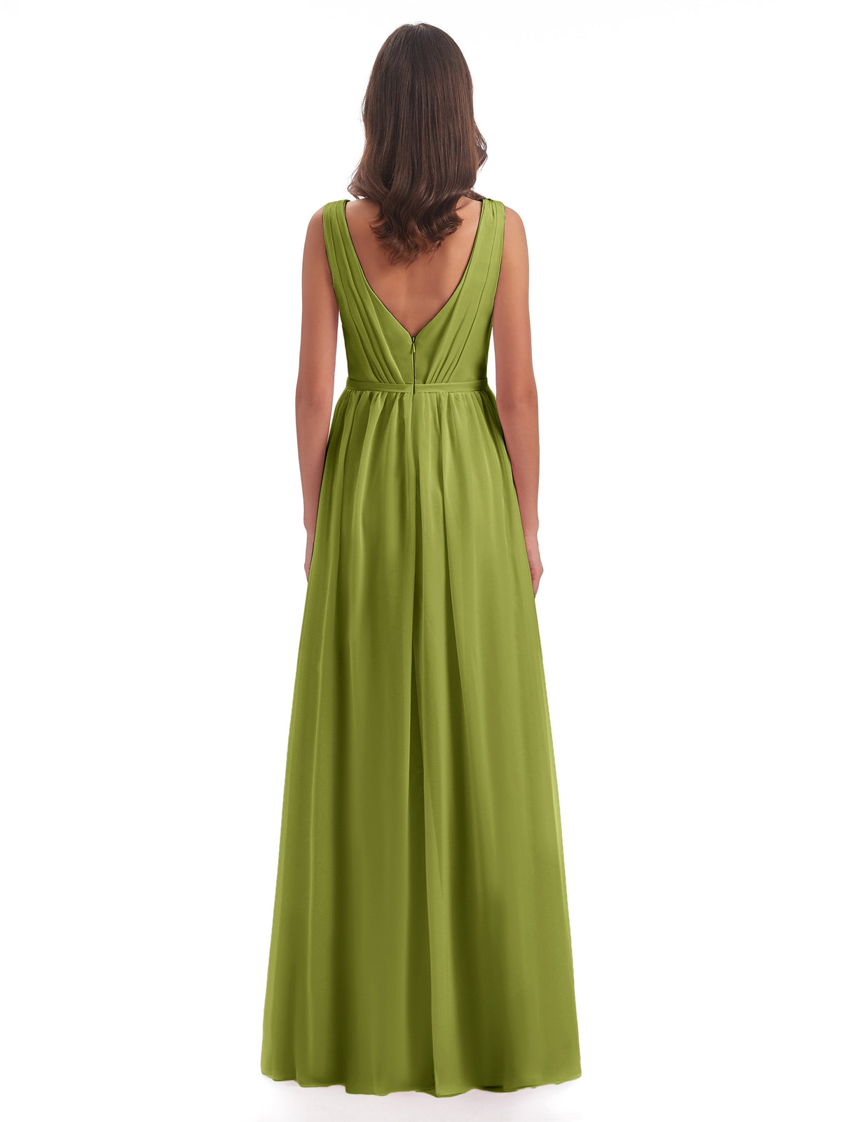 Sophia Sheath Floor Length V Neck Chiffon Bridesmaid Dresses