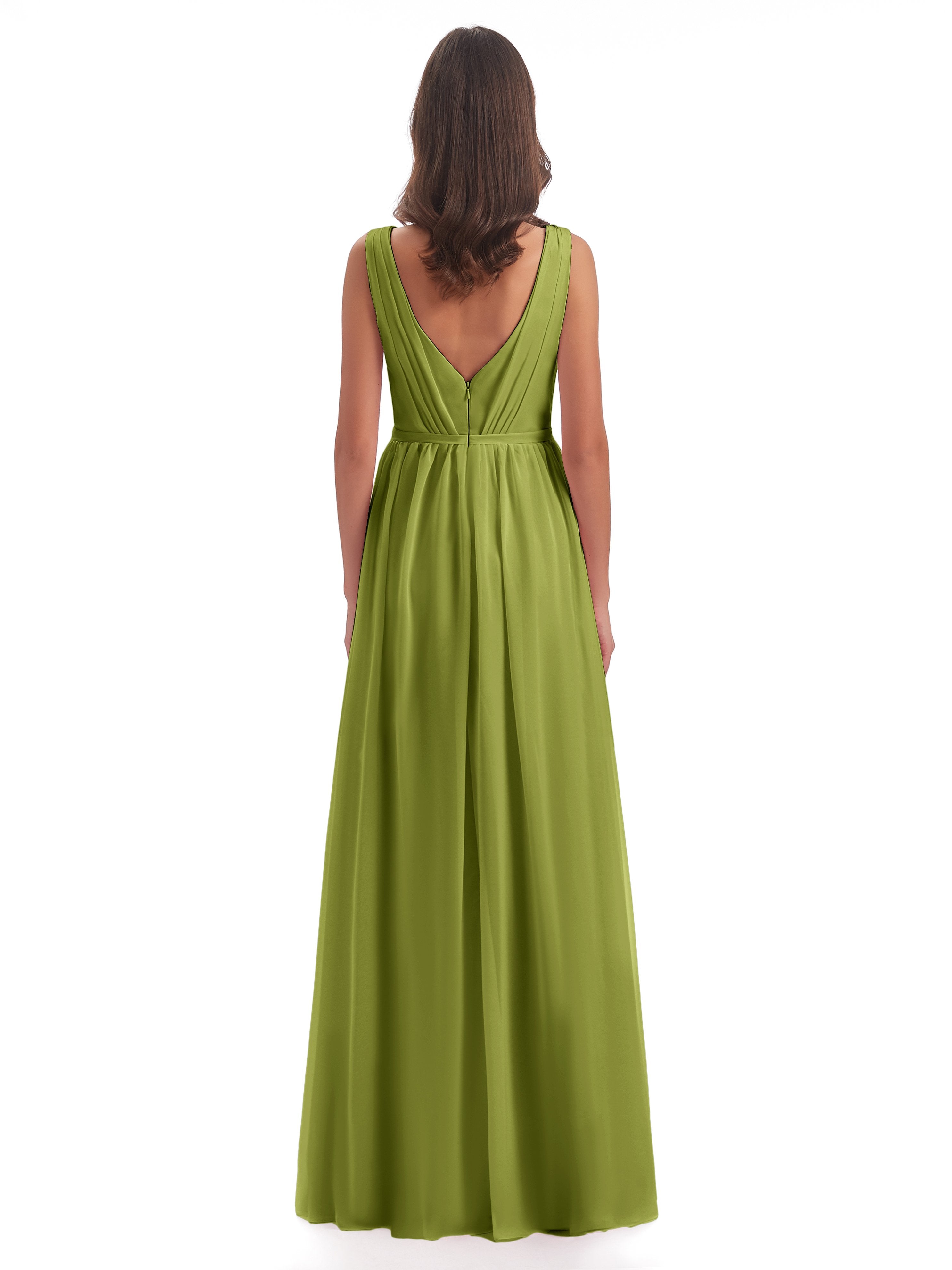 Sophia Sheath Floor Length V Neck Chiffon Bridesmaid Dresses