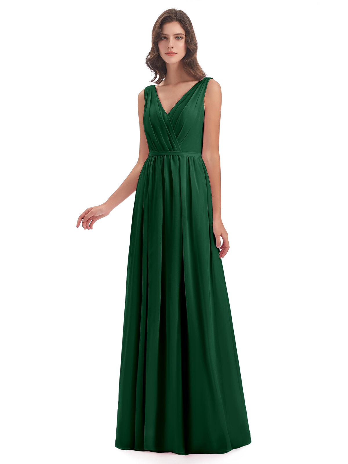 Sophia Sheath Floor Length V Neck Chiffon Bridesmaid Dresses
