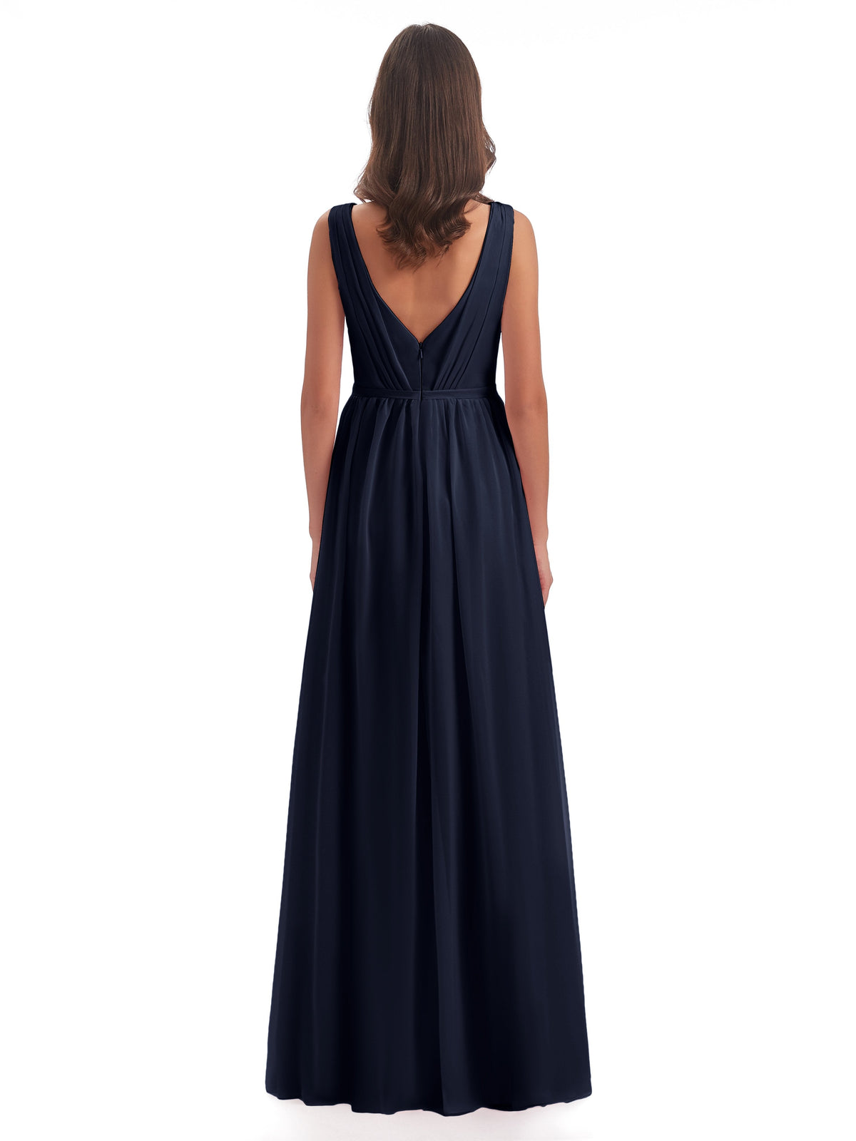 Sophia Sheath Floor Length V Neck Chiffon Bridesmaid Dresses