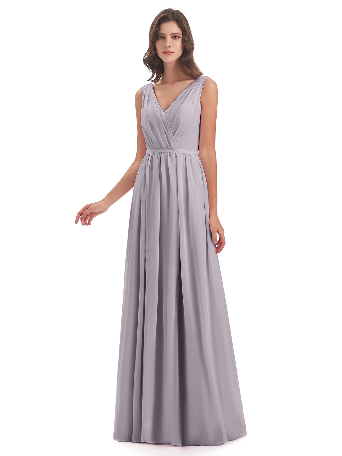 Sophia Sheath Floor Length V Neck Chiffon Bridesmaid Dresses