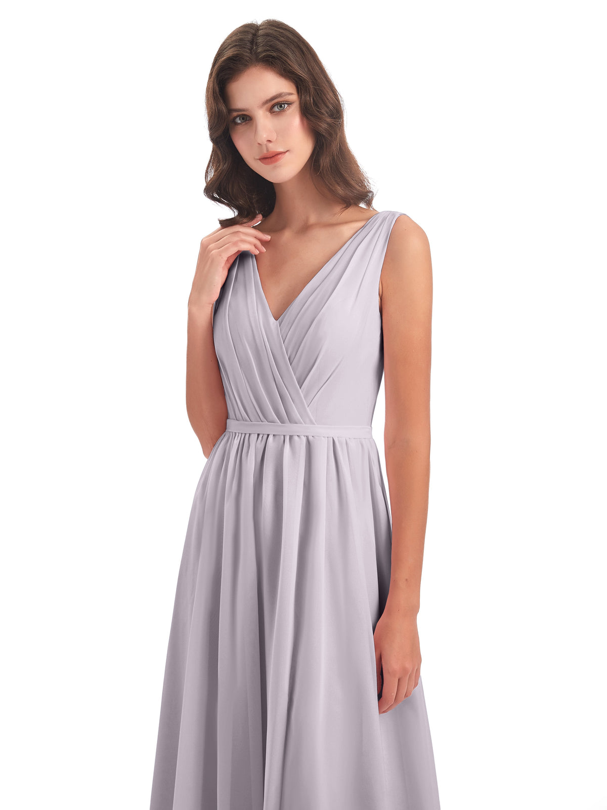 Sophia Sheath Floor Length V Neck Chiffon Bridesmaid Dresses