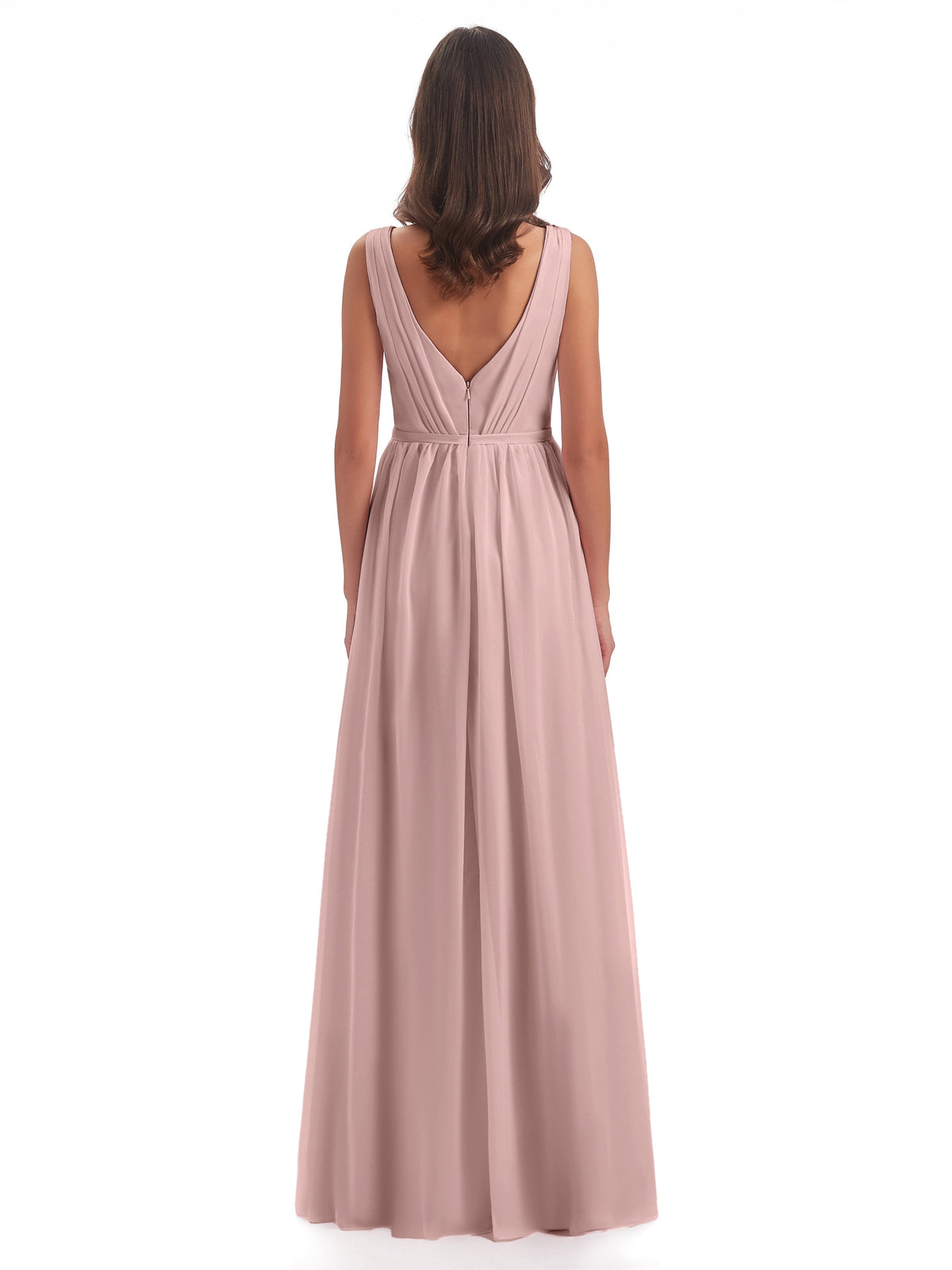 Sophia Sheath Floor Length V Neck Chiffon Bridesmaid Dresses