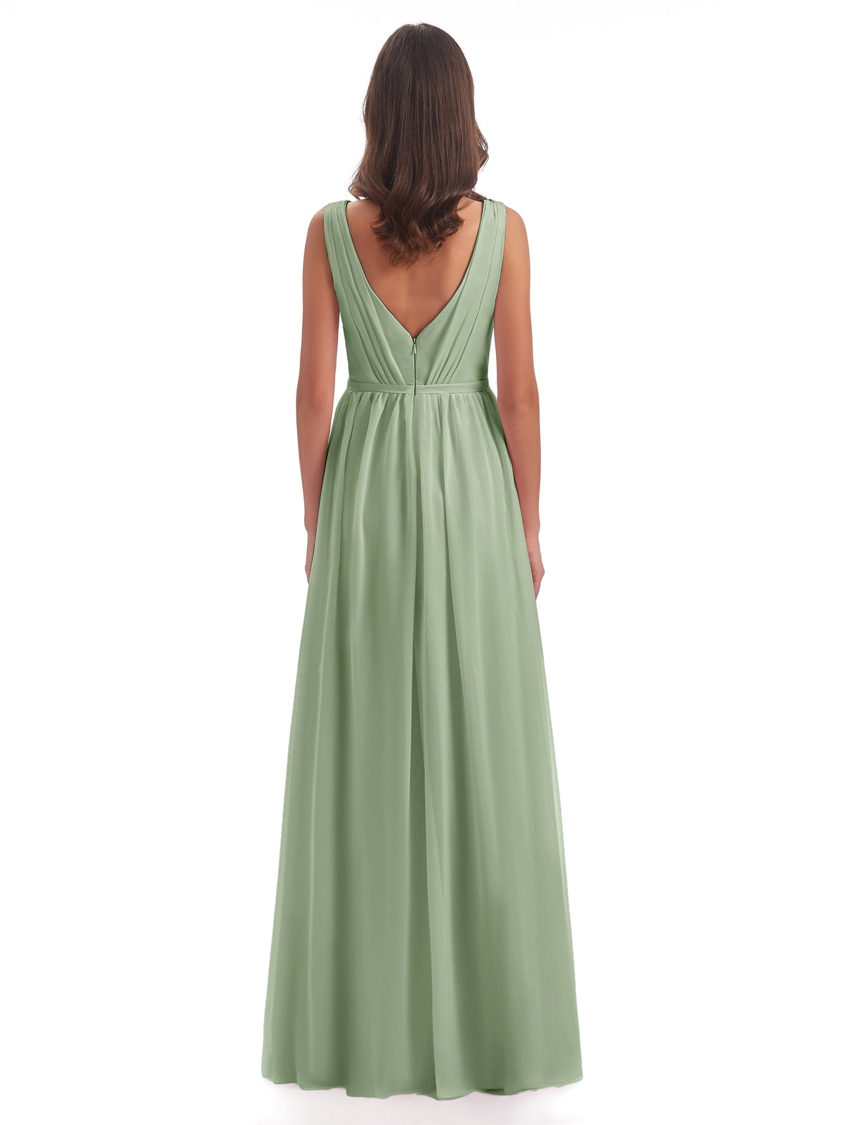 Sophia Sheath Floor Length V Neck Chiffon Bridesmaid Dresses