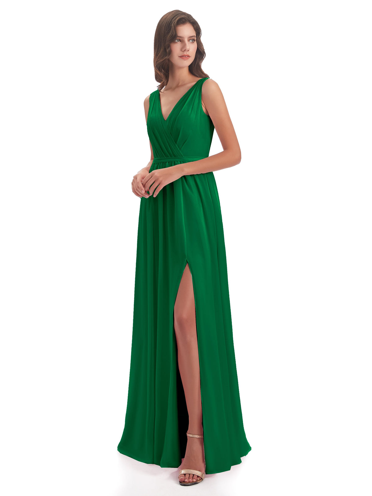 Sophia Sheath Floor Length V Neck Chiffon Bridesmaid Dresses