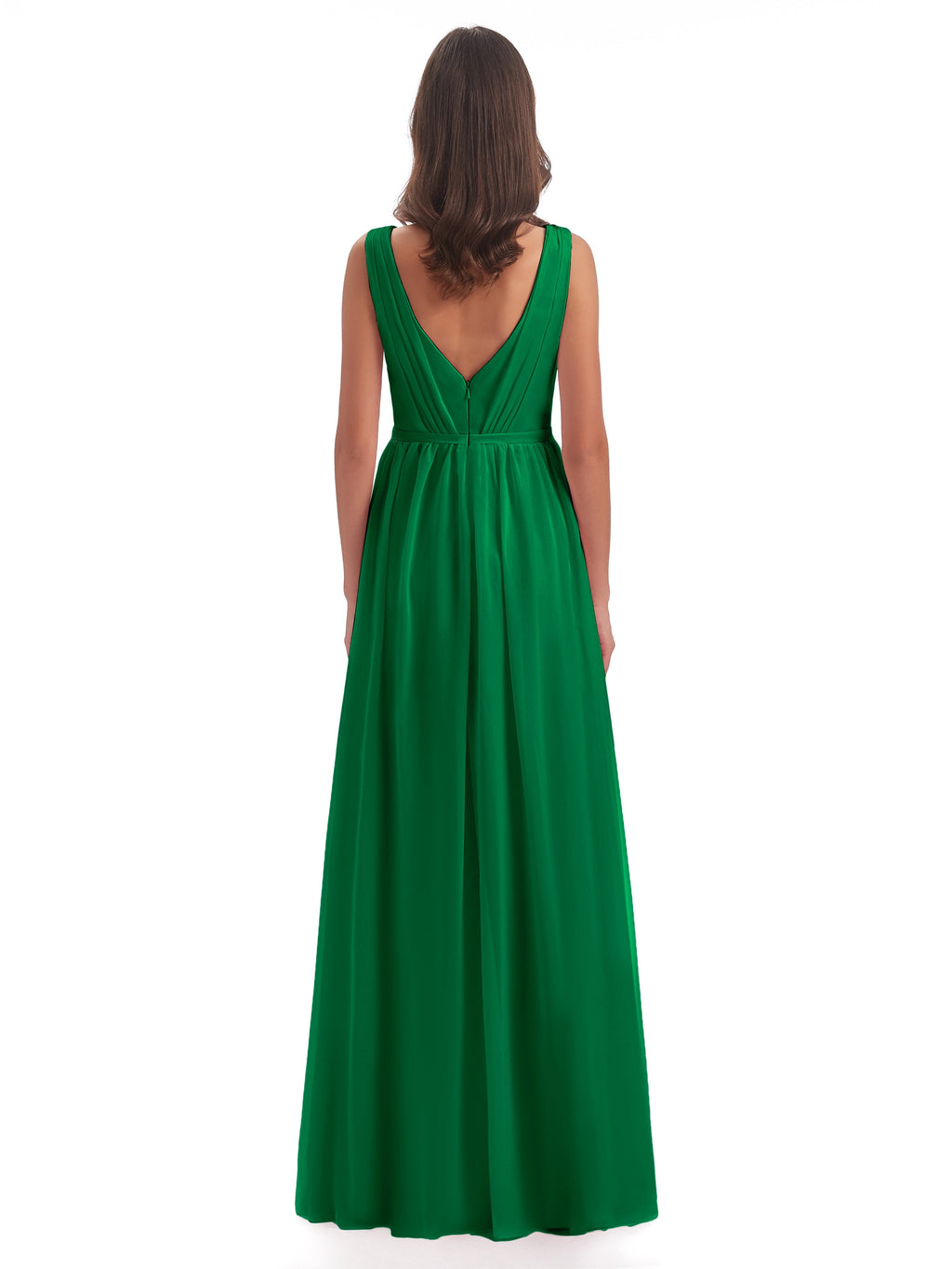 Sophia Sheath Floor Length V Neck Chiffon Bridesmaid Dresses