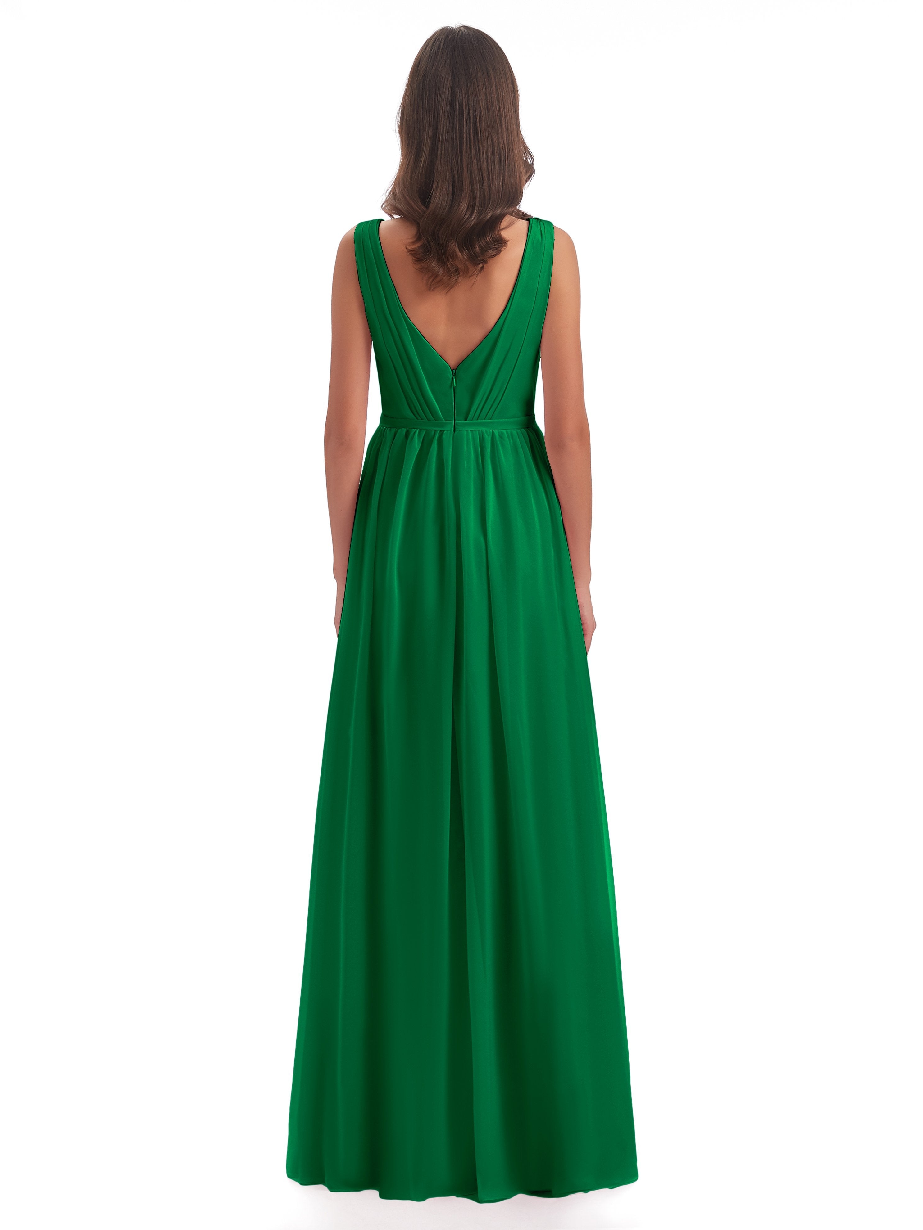 Sophia Sheath Floor Length V Neck Chiffon Bridesmaid Dresses