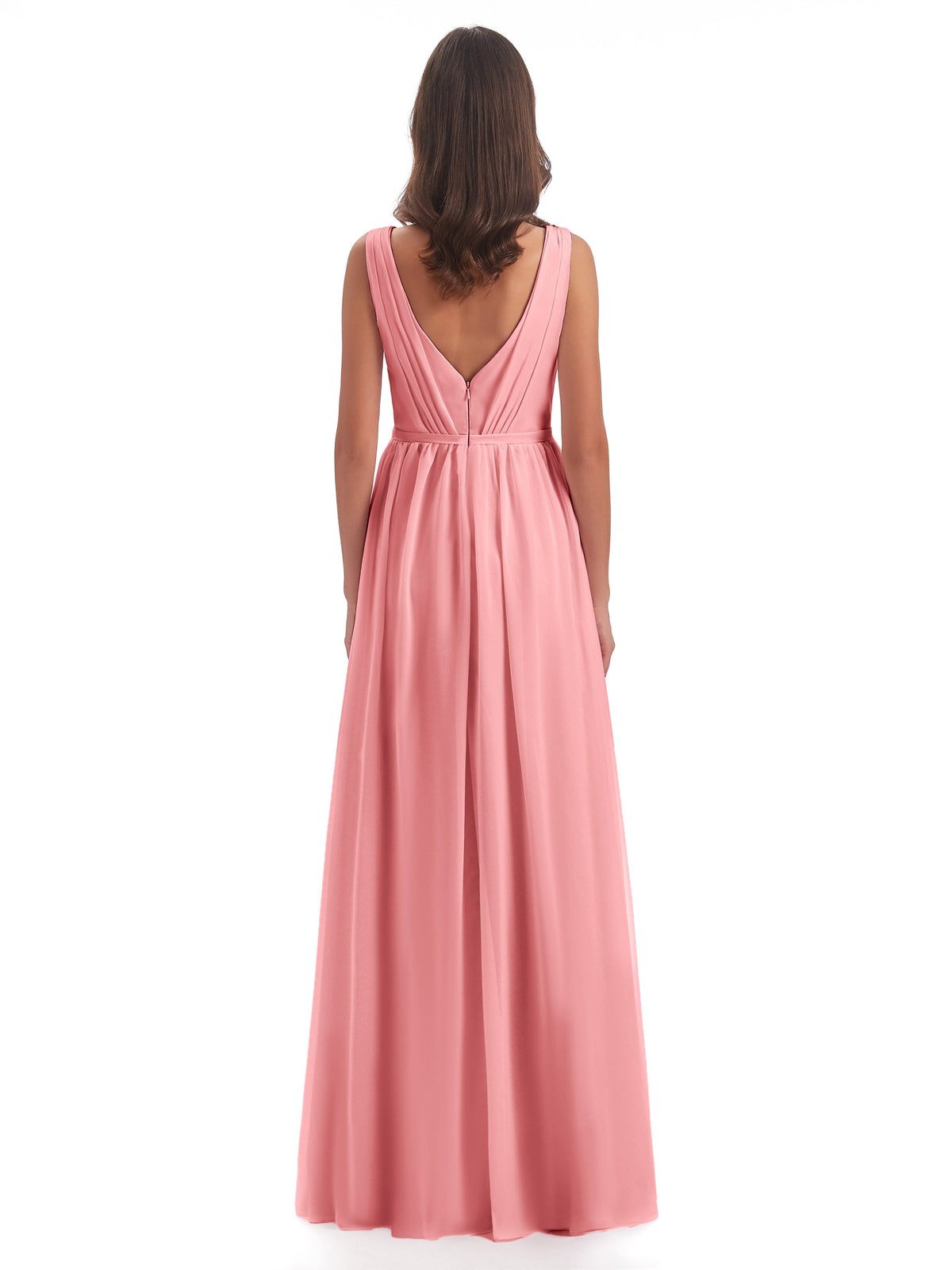 Sophia Sheath Floor Length V Neck Chiffon Bridesmaid Dresses