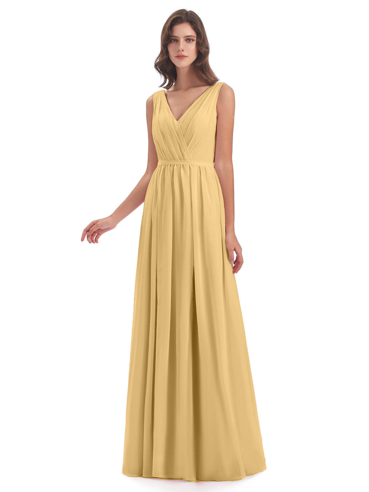 Sophia Sheath Floor Length V Neck Chiffon Bridesmaid Dresses