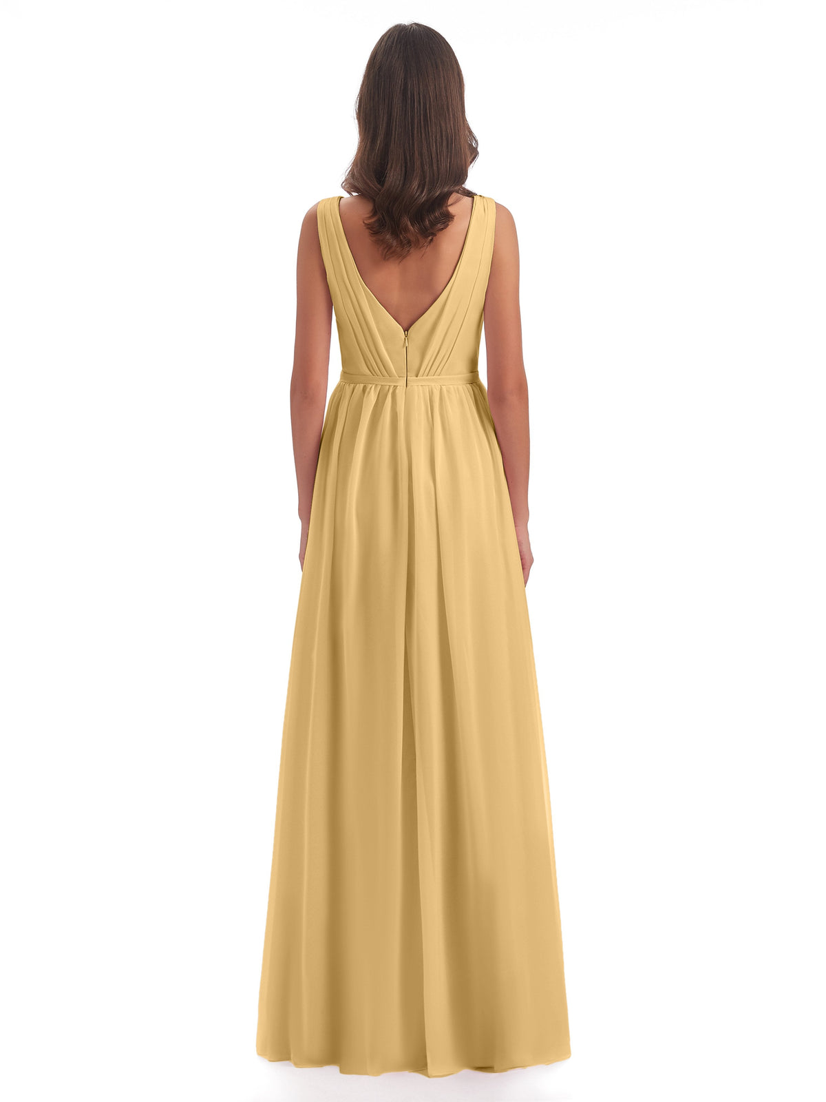 Sophia Sheath Floor Length V Neck Chiffon Bridesmaid Dresses