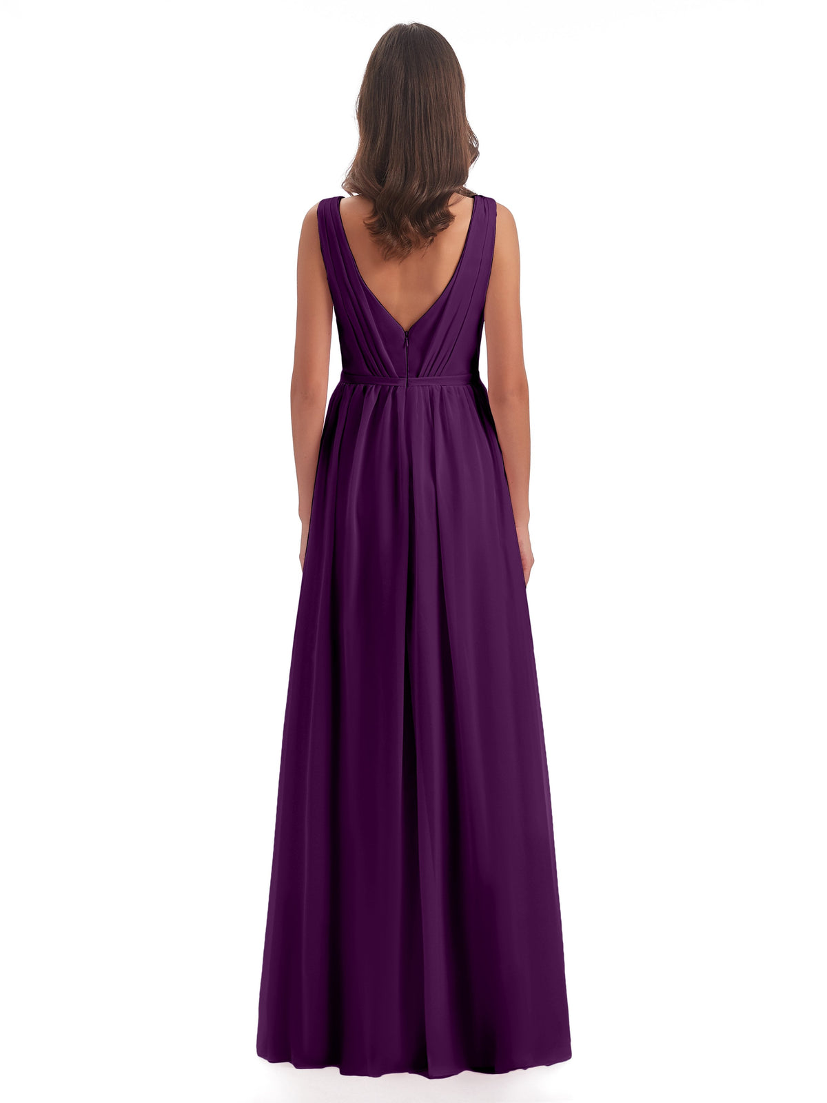 Sophia Sheath Floor Length V Neck Chiffon Bridesmaid Dresses
