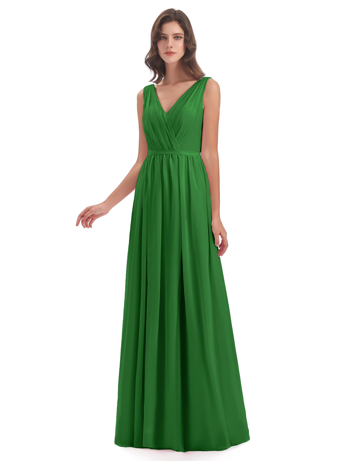 Sophia Sheath Floor Length V Neck Chiffon Bridesmaid Dresses