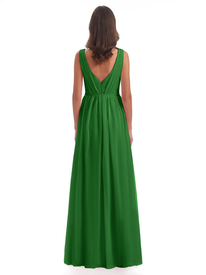Sophia Sheath Floor Length V Neck Chiffon Bridesmaid Dresses