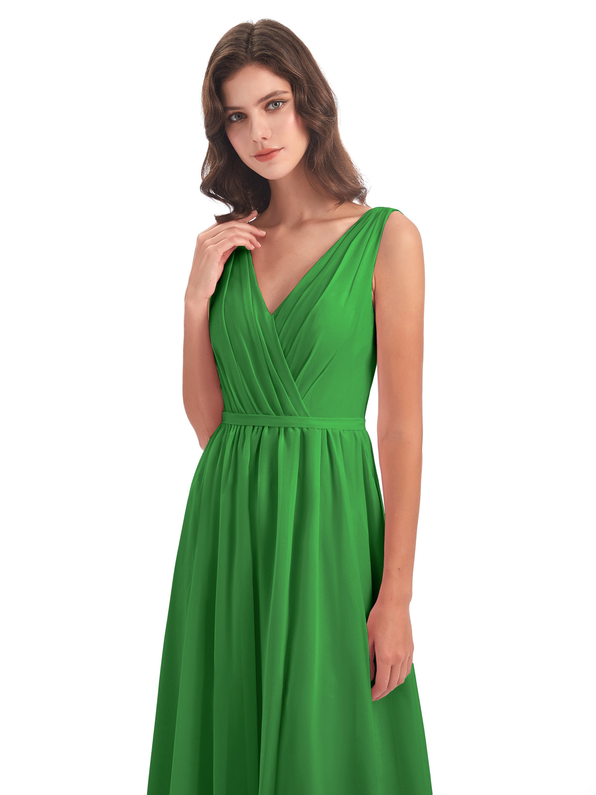 Sophia Sheath Floor Length V Neck Chiffon Bridesmaid Dresses