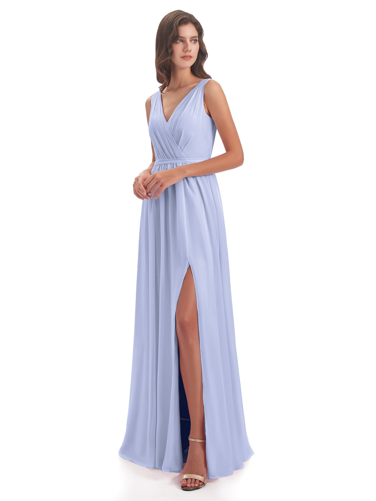 Sophia Sheath Floor Length V Neck Chiffon Bridesmaid Dresses