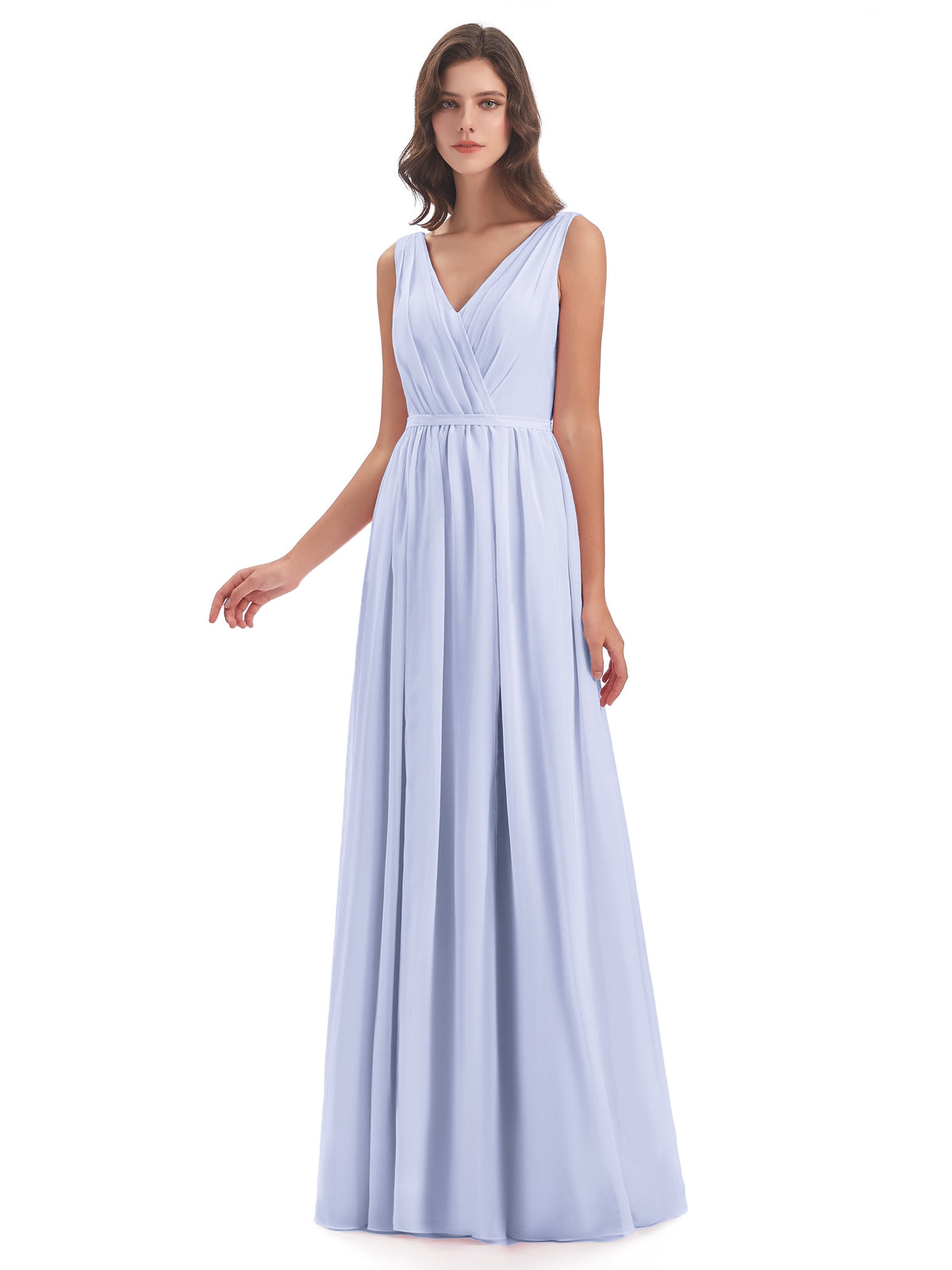 Sophia Sheath Floor Length V Neck Chiffon Bridesmaid Dresses