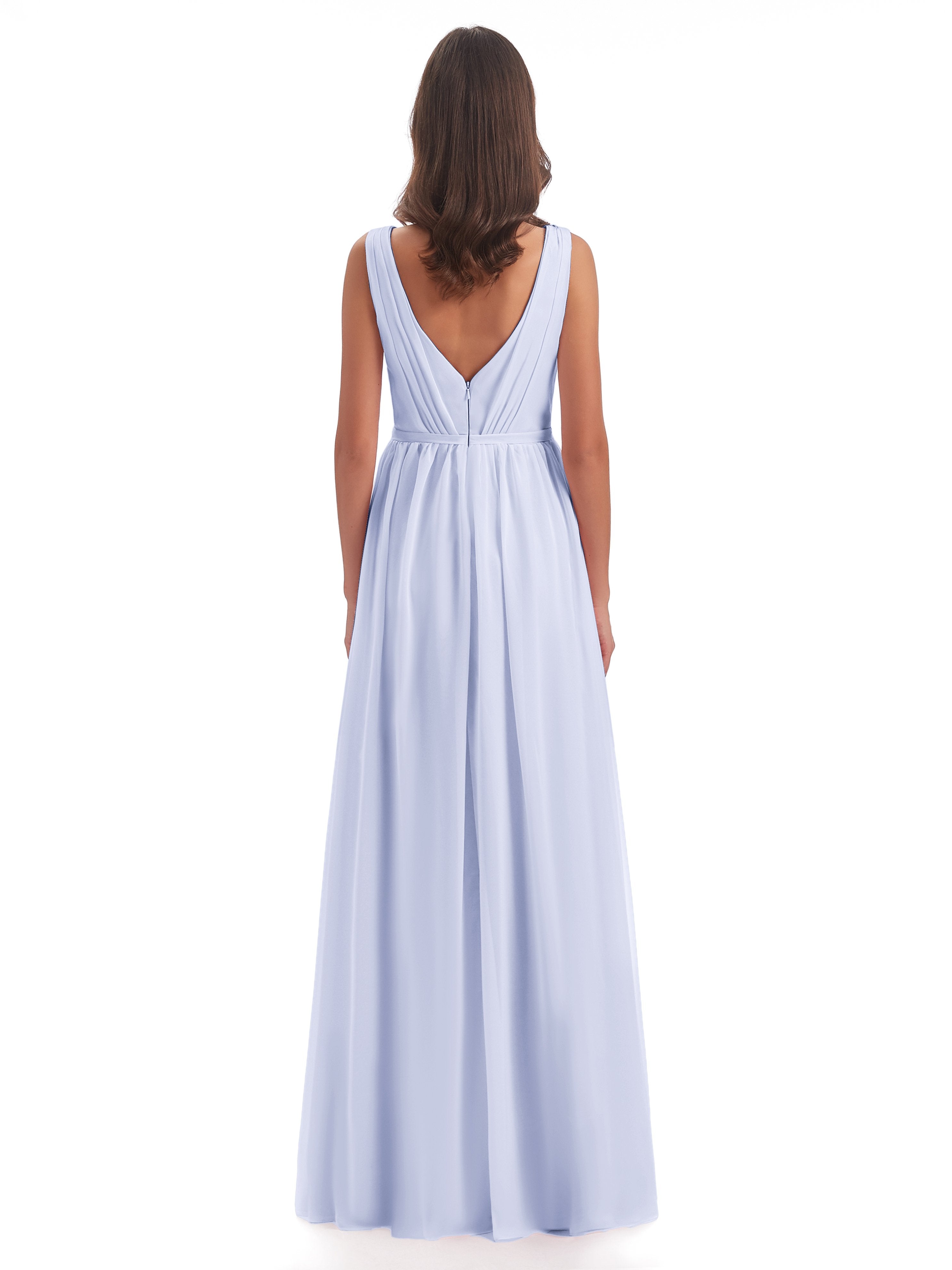 Sophia Sheath Floor Length V Neck Chiffon Bridesmaid Dresses