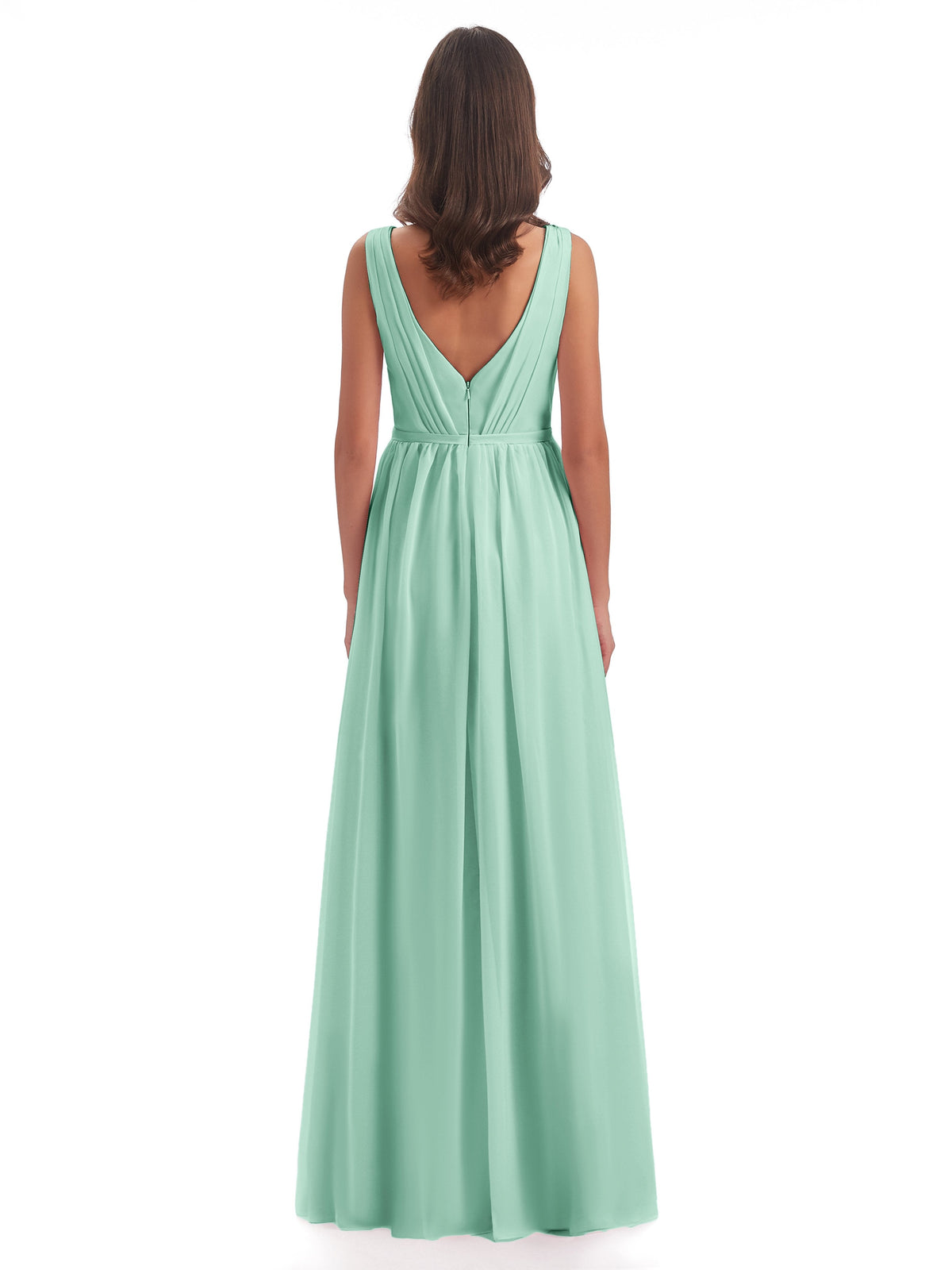 Sophia Sheath Floor Length V Neck Chiffon Bridesmaid Dresses