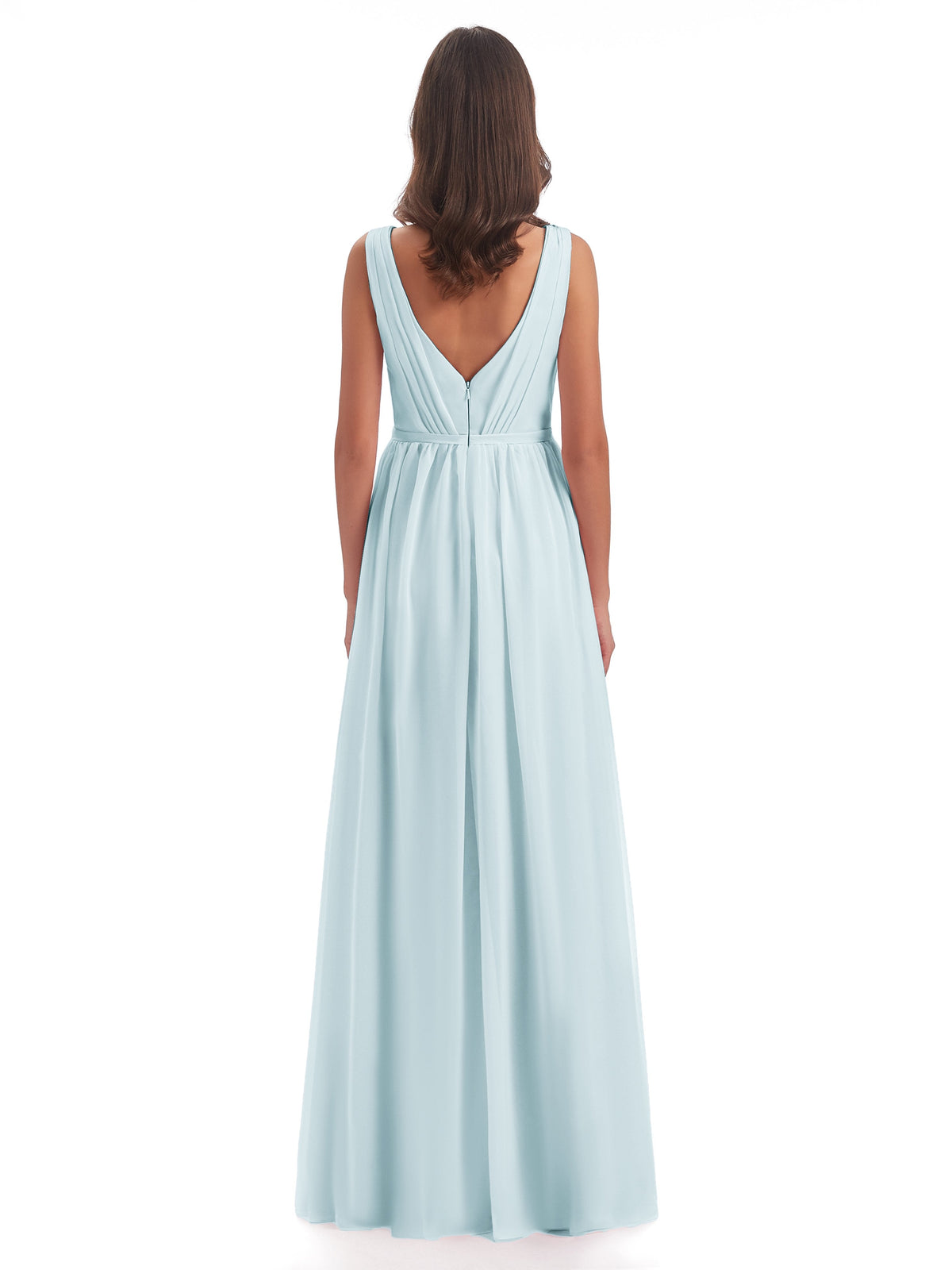 Sophia Sheath Floor Length V Neck Chiffon Bridesmaid Dresses