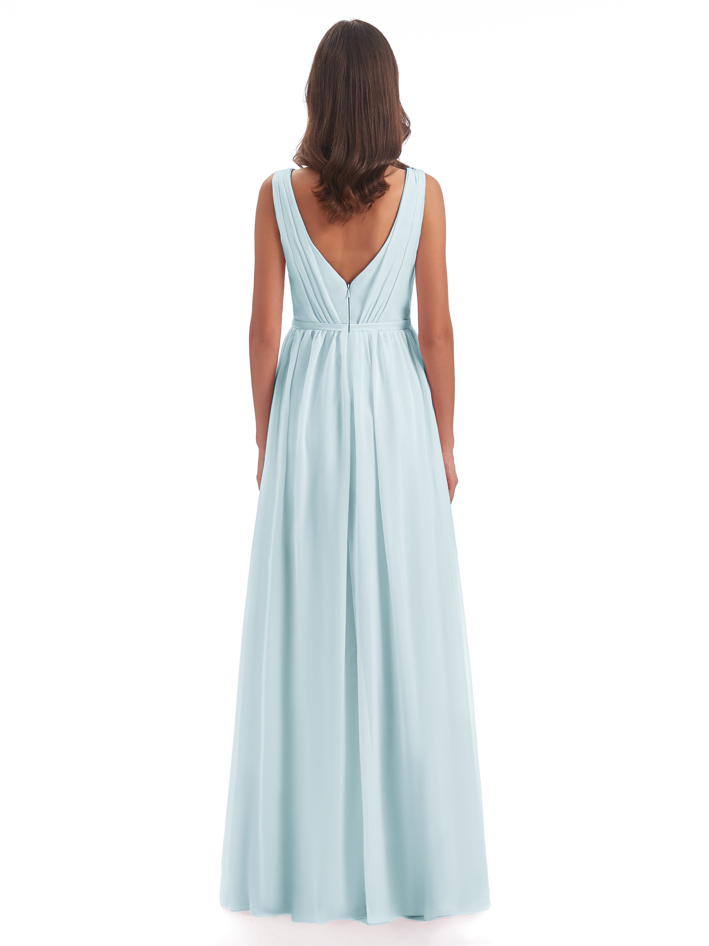 Sophia Sheath Floor Length V Neck Chiffon Bridesmaid Dresses