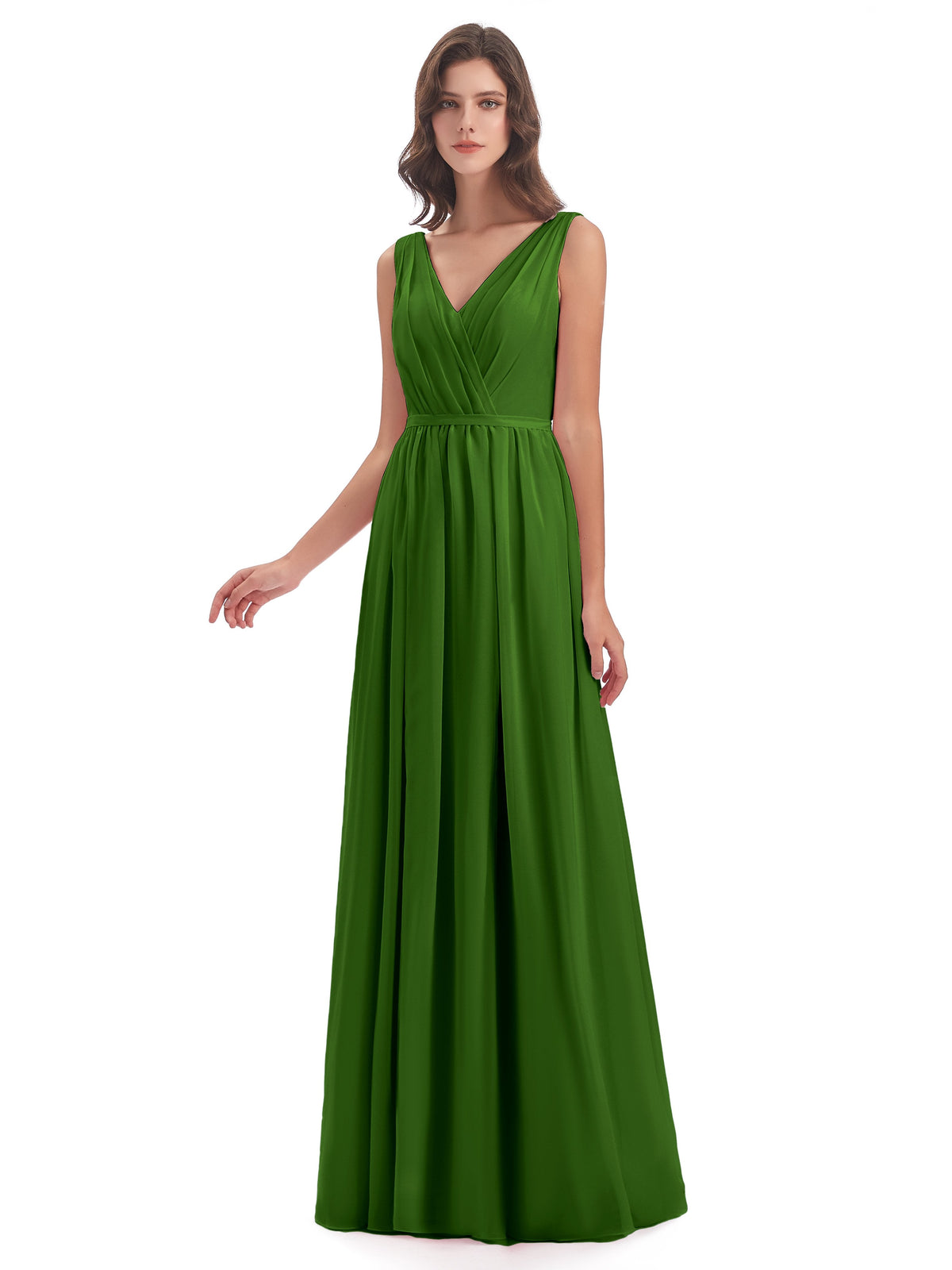 Sophia Sheath Floor Length V Neck Chiffon Bridesmaid Dresses