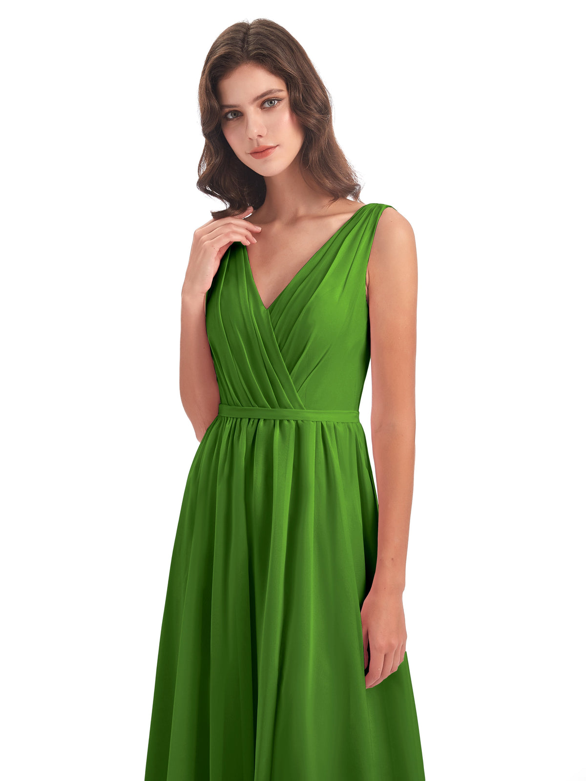 Sophia Sheath Floor Length V Neck Chiffon Bridesmaid Dresses