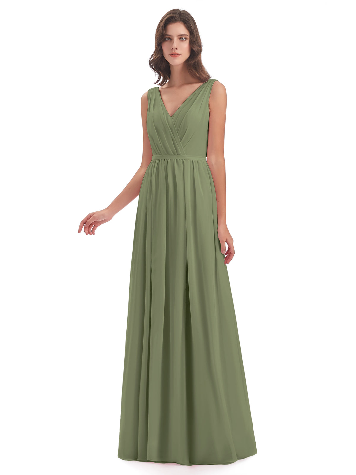 Sophia Sheath Floor Length V Neck Chiffon Bridesmaid Dresses