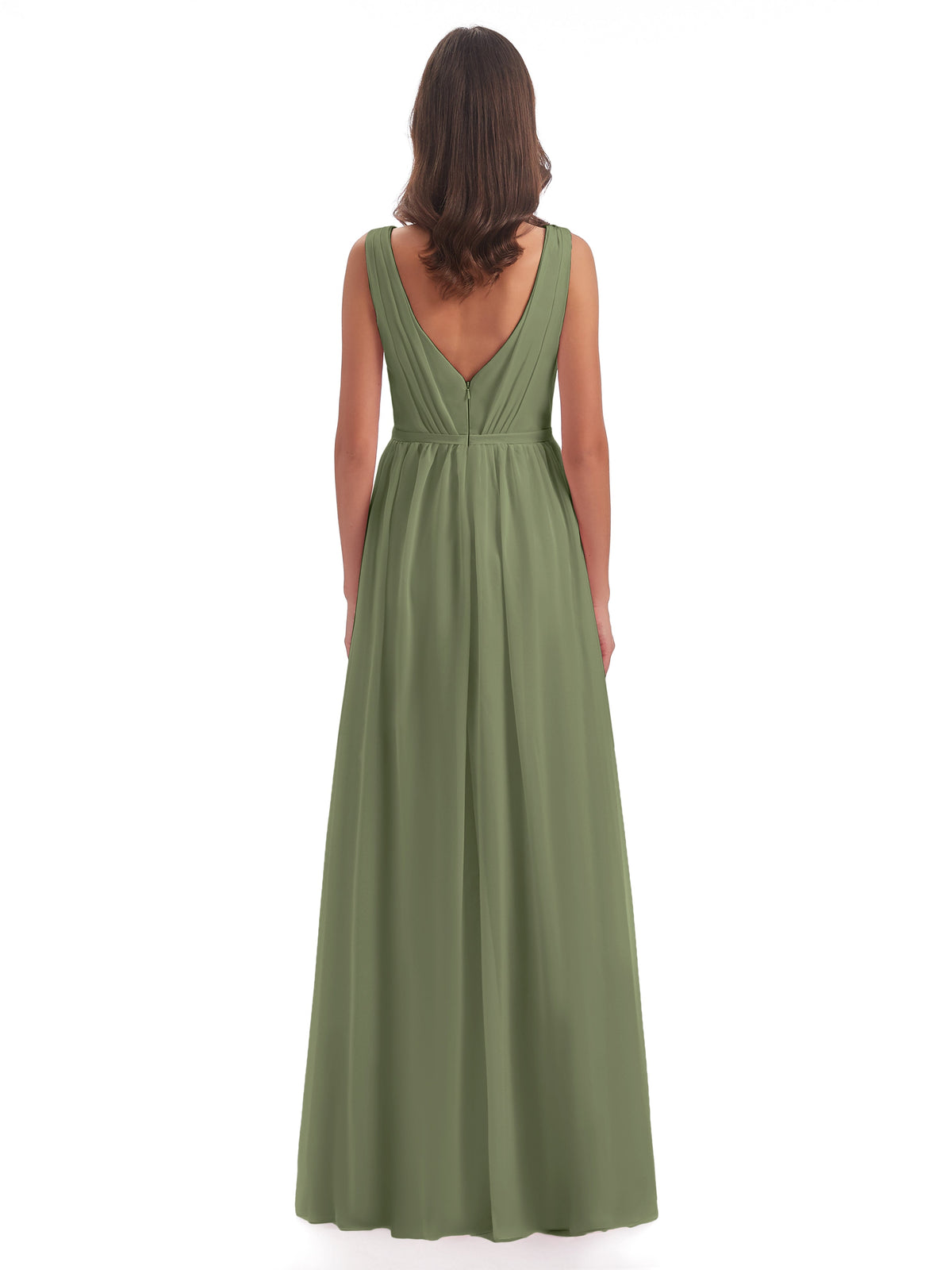 Sophia Sheath Floor Length V Neck Chiffon Bridesmaid Dresses