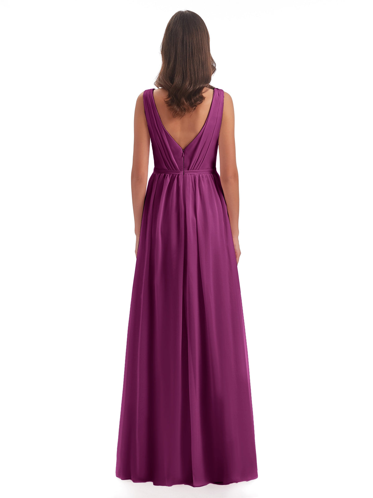 Sophia Sheath Floor Length V Neck Chiffon Bridesmaid Dresses